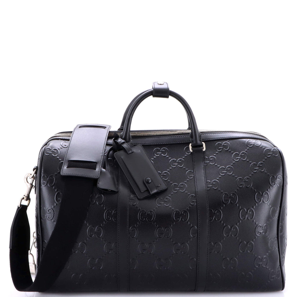 Convertible Duffle Bag GG Embossed Perforated Leather Large