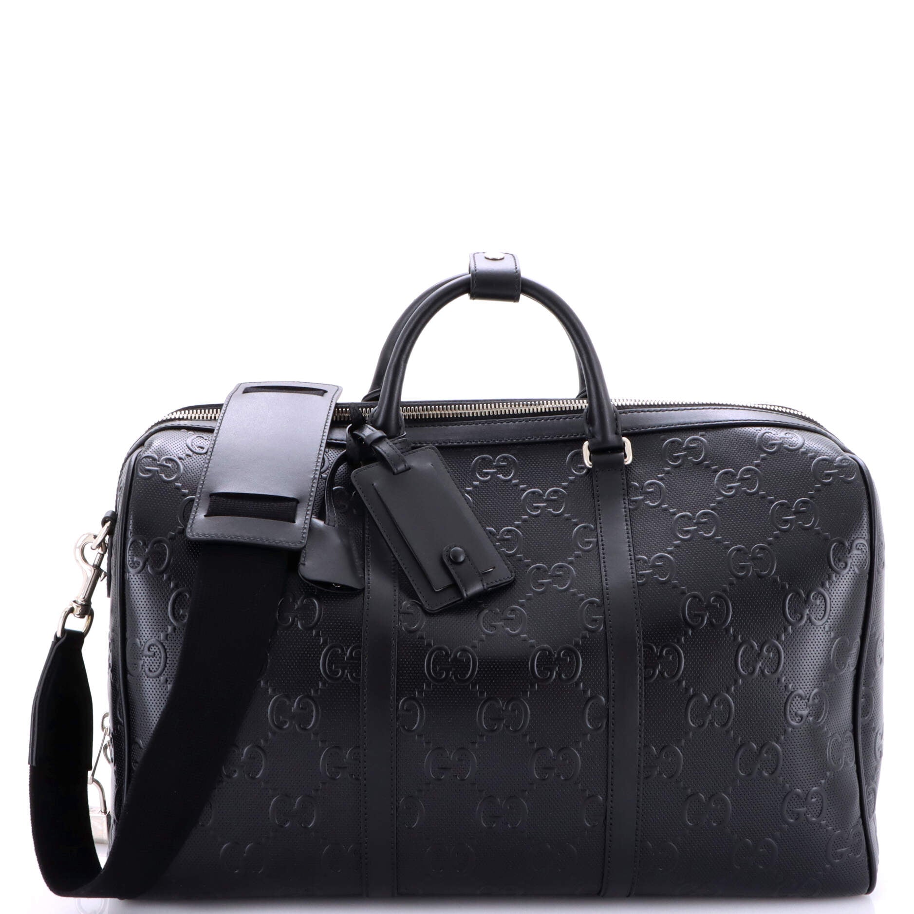 Convertible Duffle Bag GG Embossed Perforated Leather Large