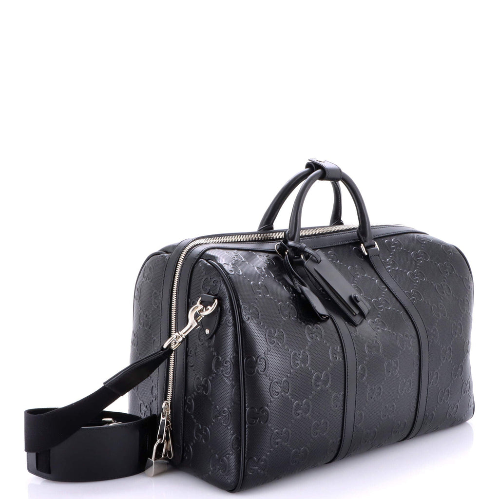 Convertible Duffle Bag GG Embossed Perforated Leather Large