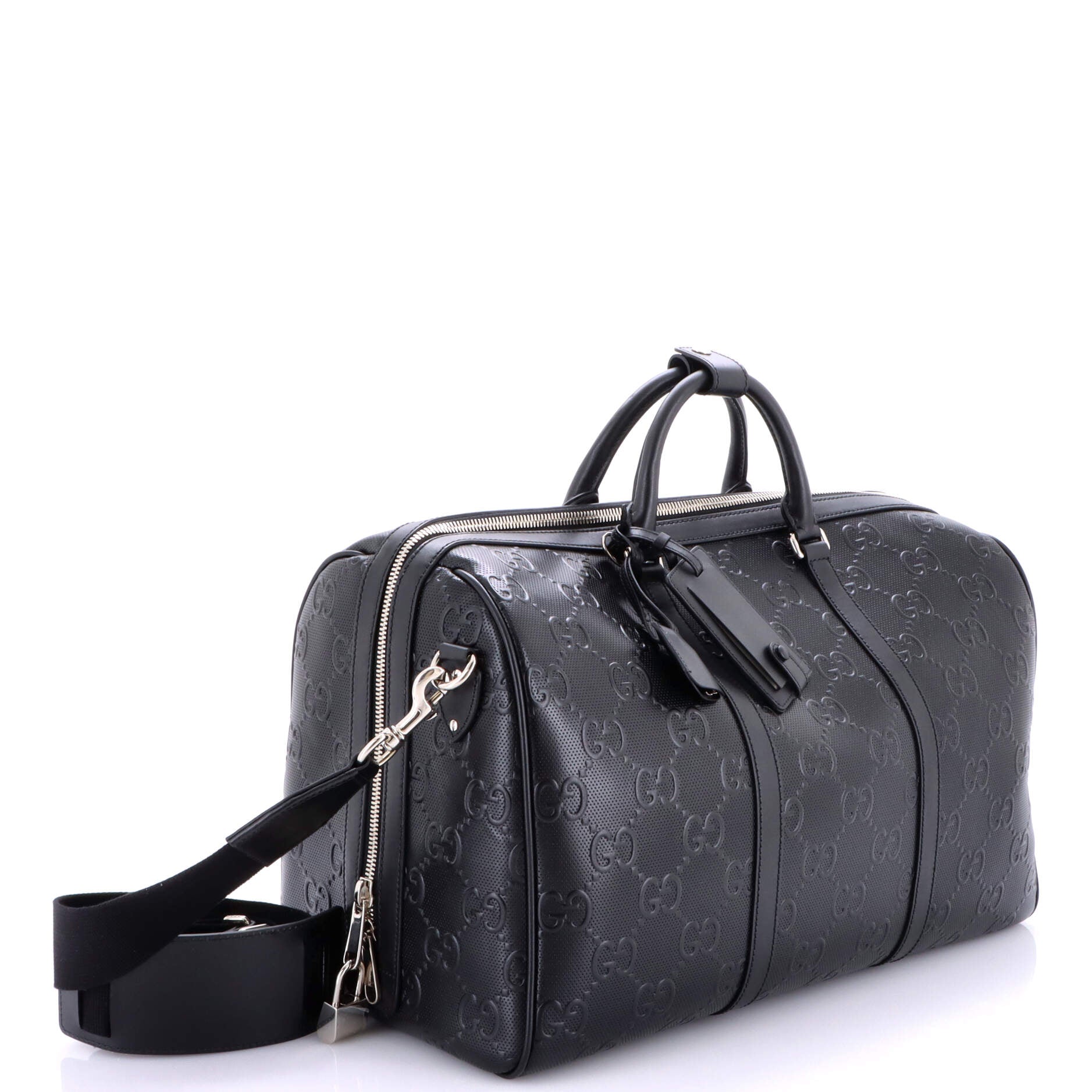 Convertible Duffle Bag GG Embossed Perforated Leather Large