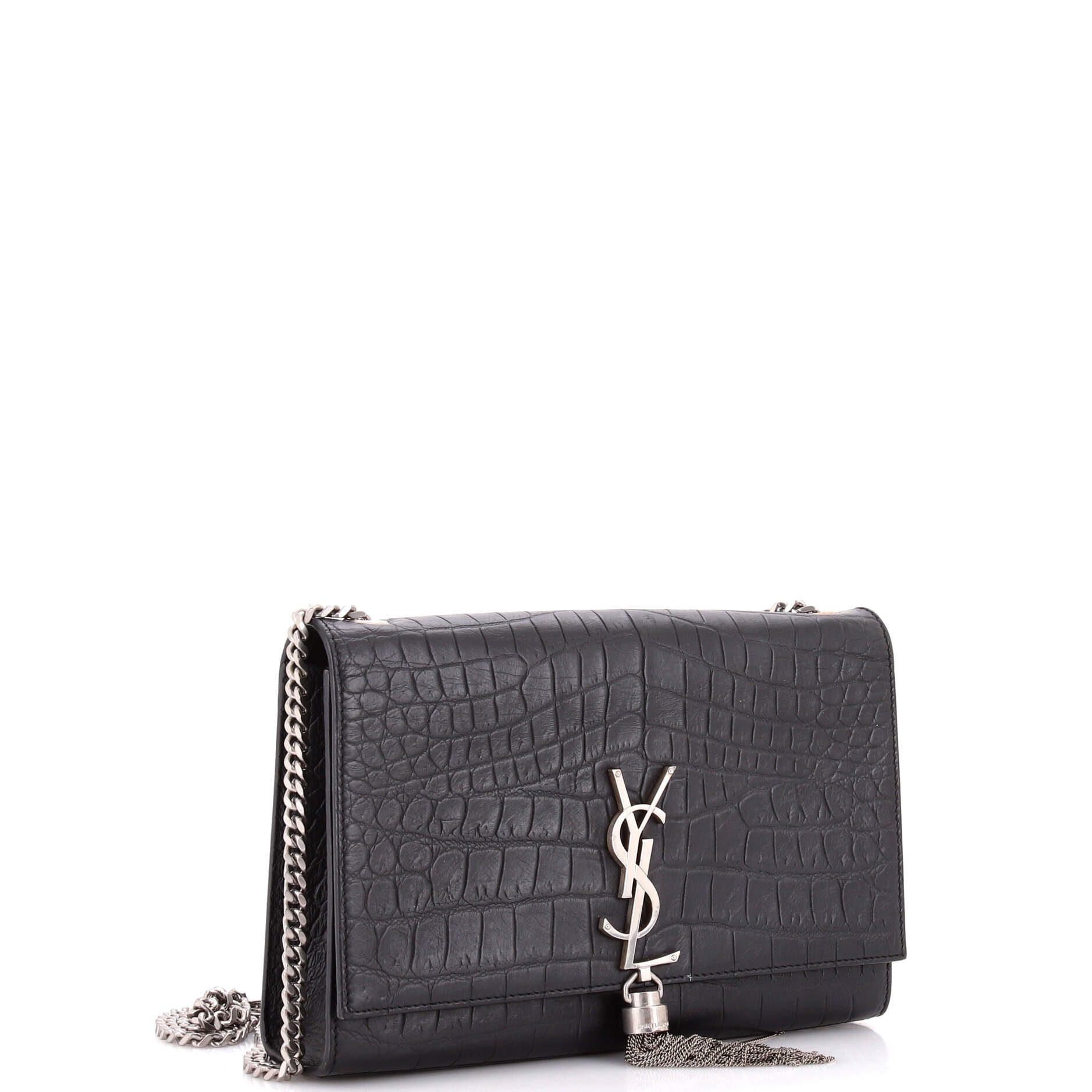 Classic Monogram Tassel Crossbody Bag Crocodile Embossed Leather Medium