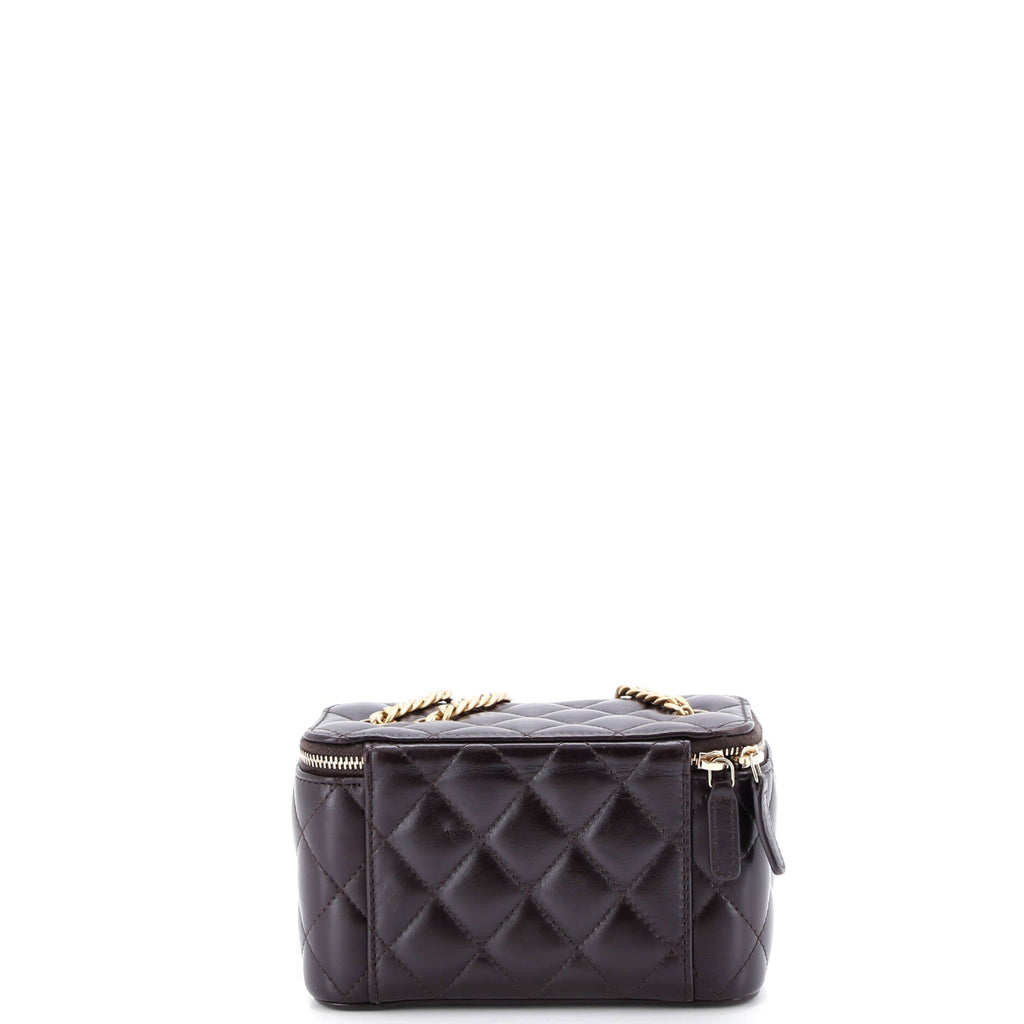 All Slide Long Vanity Case with Chain Quilted Lambskin Small