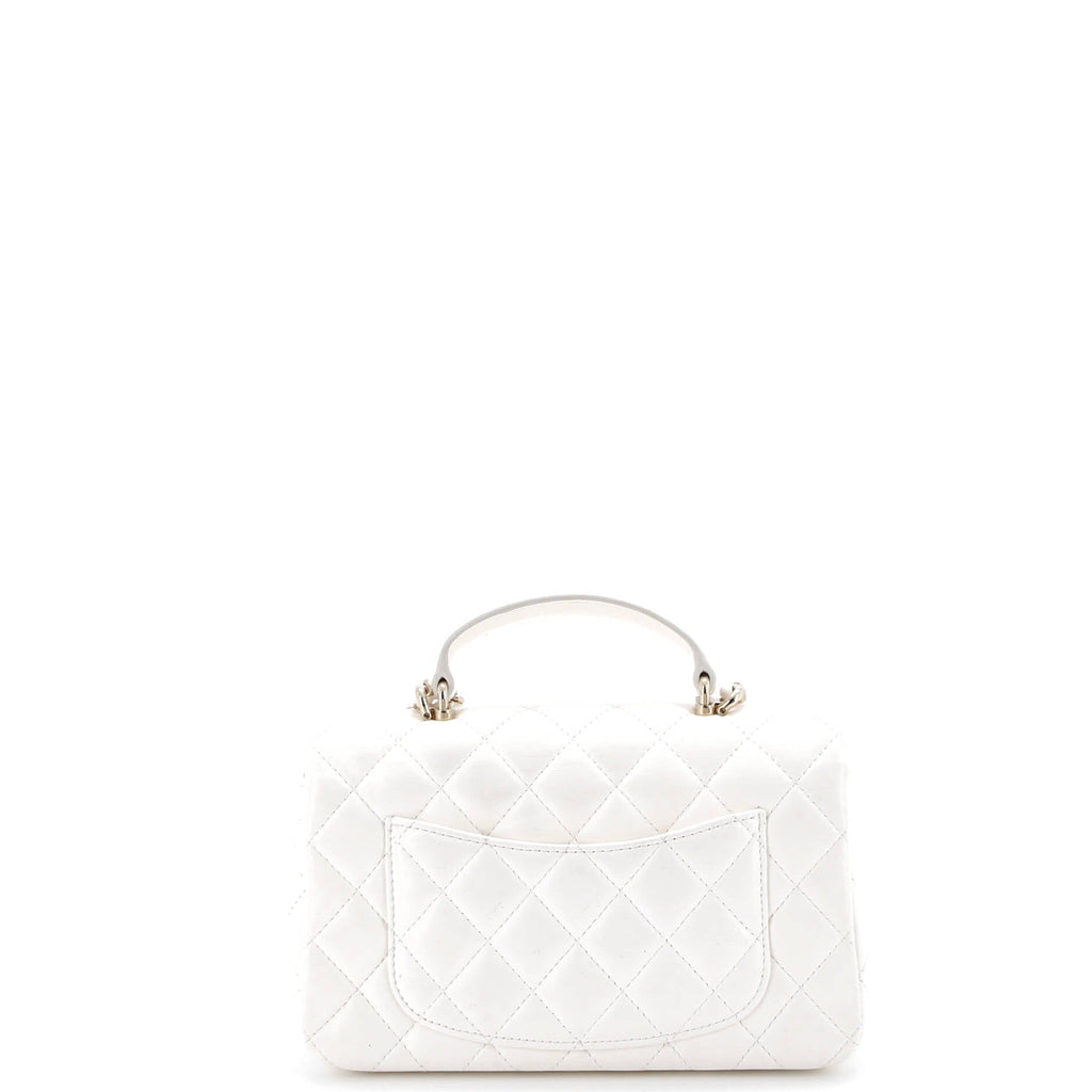 Classic Single Flap Top Handle Bag Quilted Lambskin with Lion Charm Mini