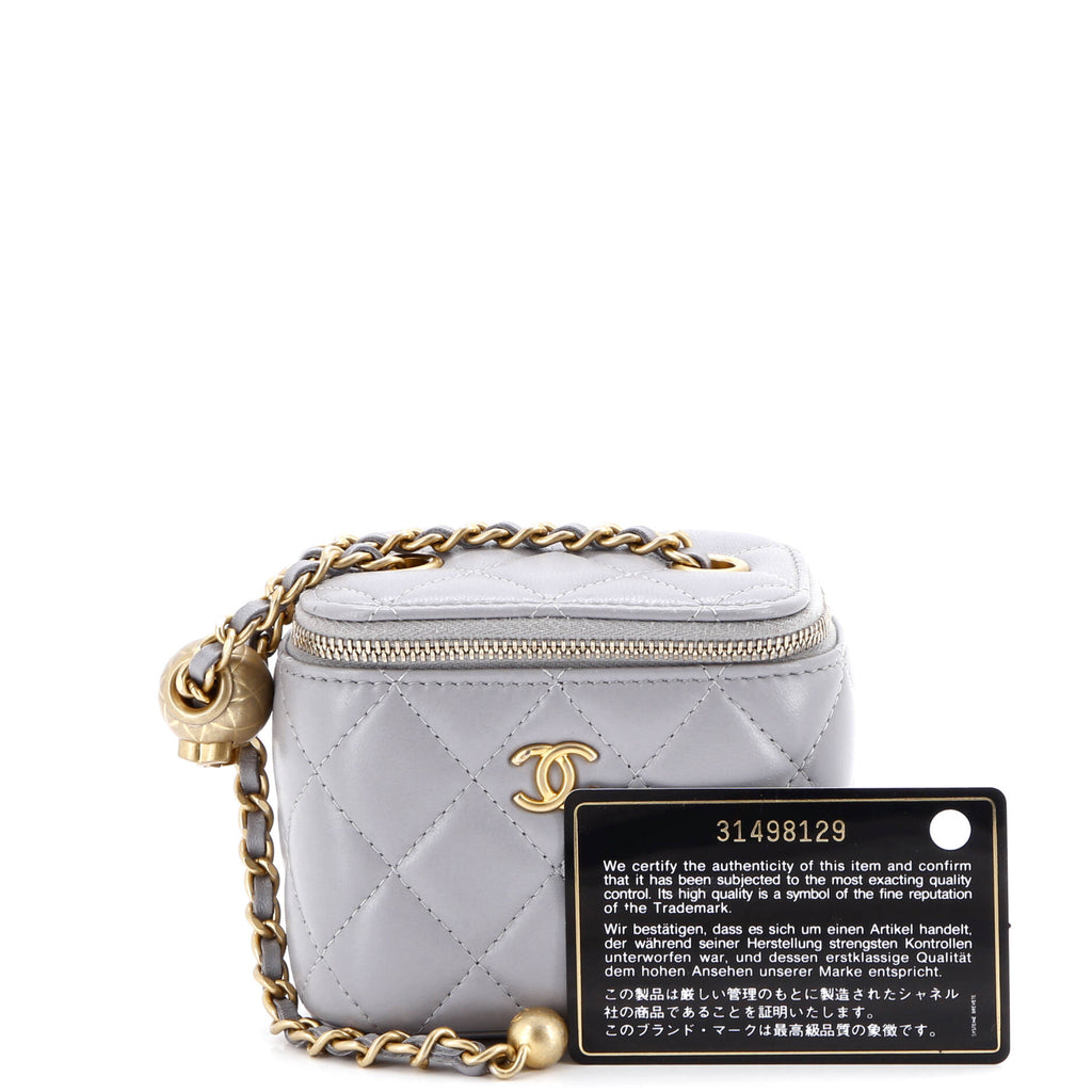 Pearl Crush Vanity Case with Chain Quilted Lambskin Mini