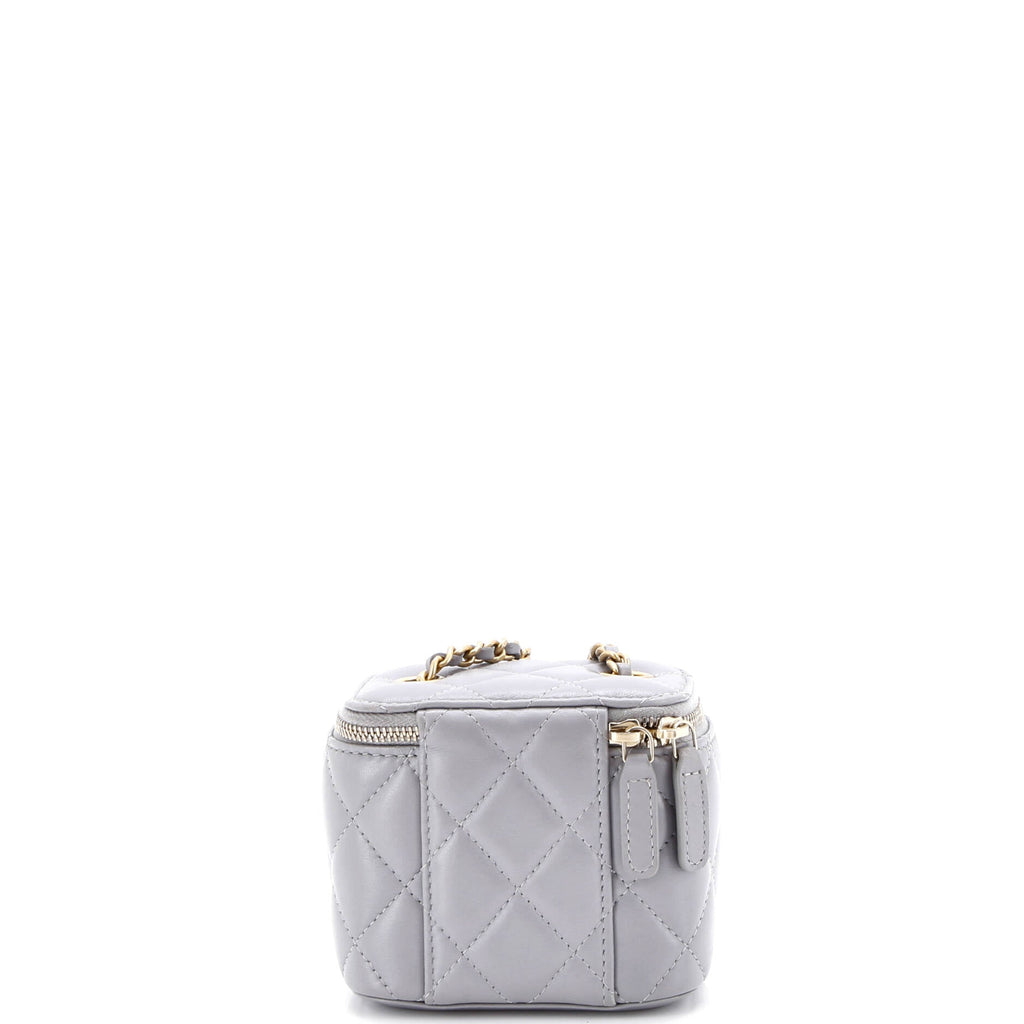 Pearl Crush Vanity Case with Chain Quilted Lambskin Mini