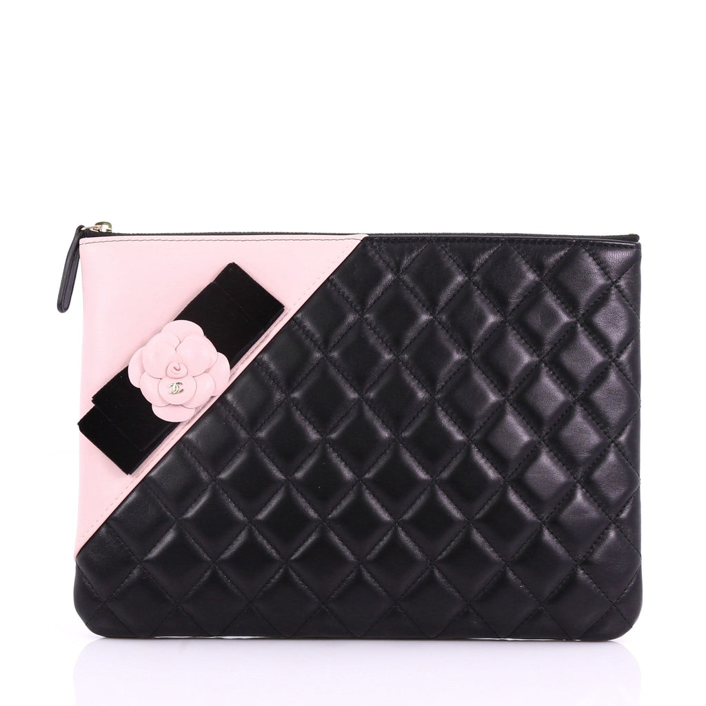 Camellia O Case Clutch Quilted Lambskin Medium