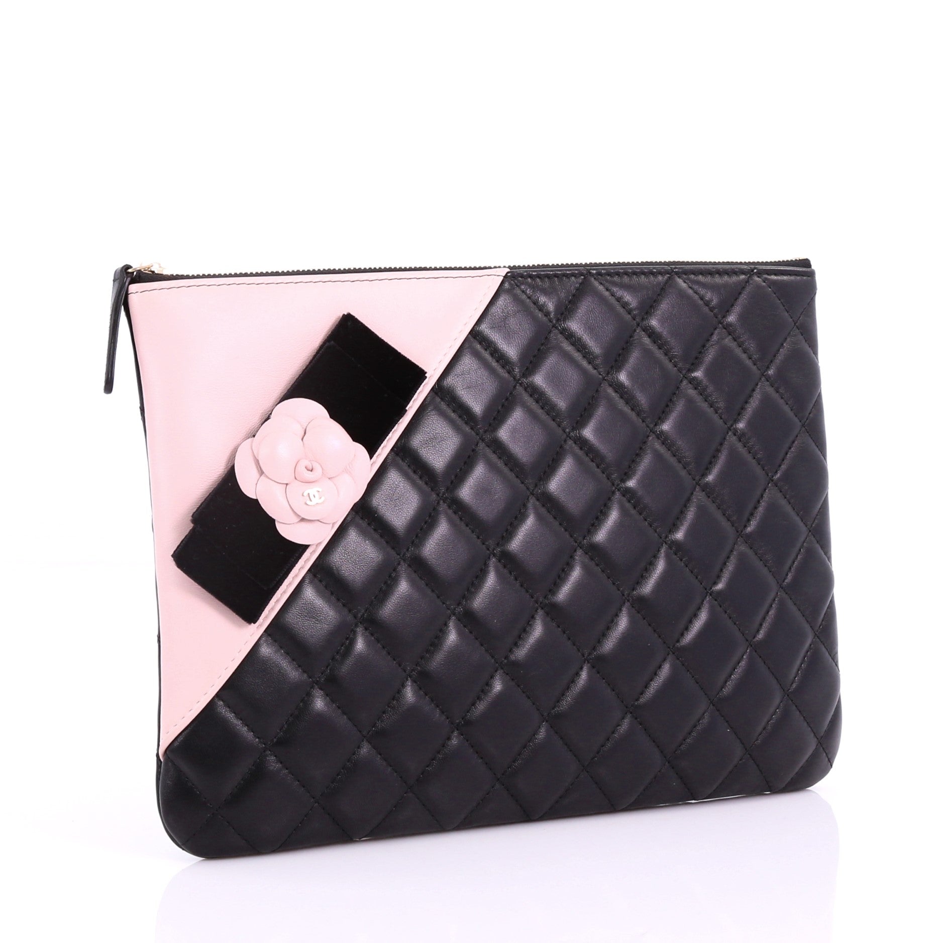 Camellia O Case Clutch Quilted Lambskin Medium