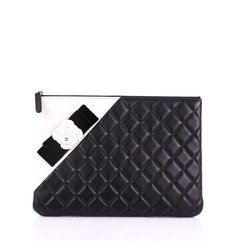Camellia O Case Clutch Quilted Lambskin Medium