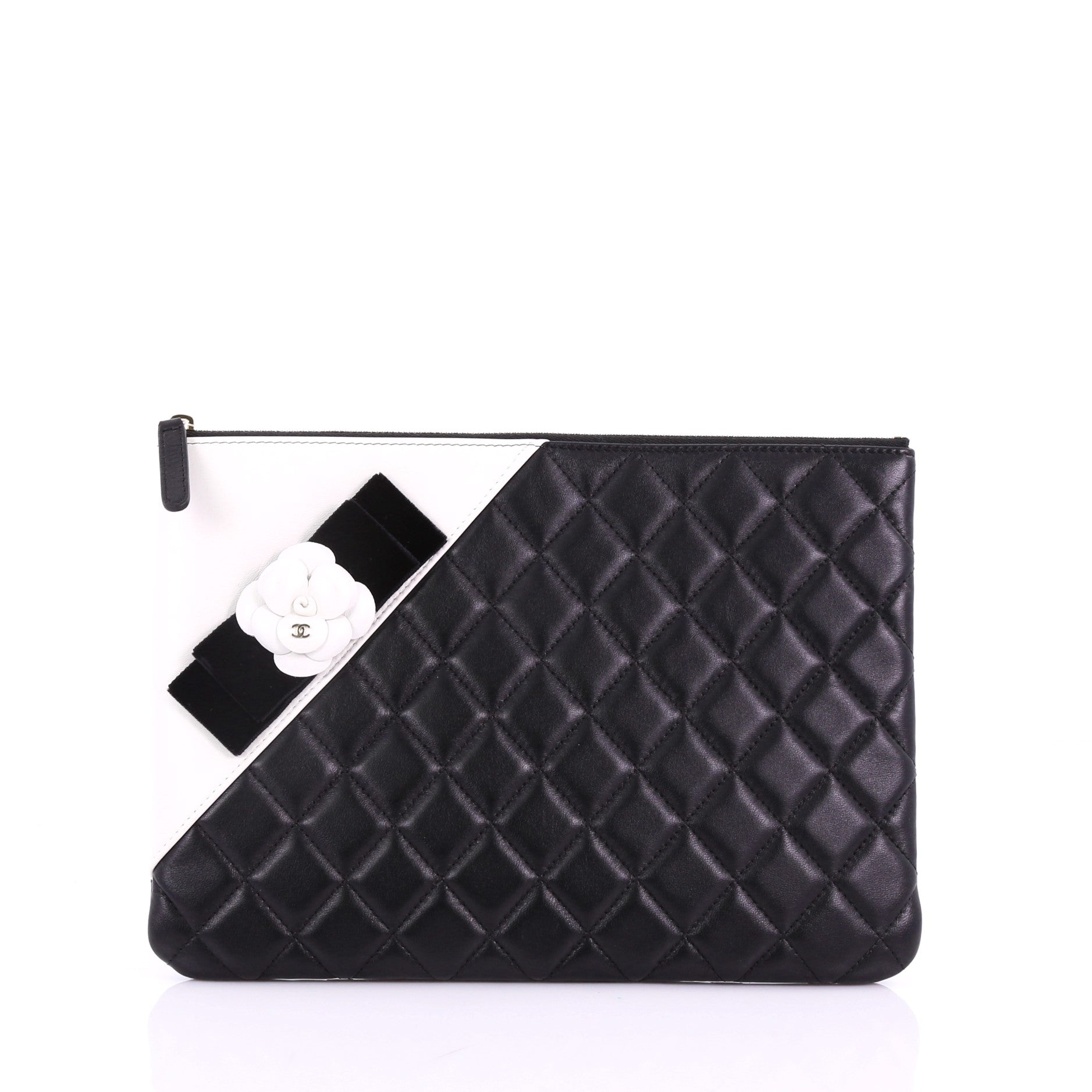 Camellia O Case Clutch Quilted Lambskin Medium