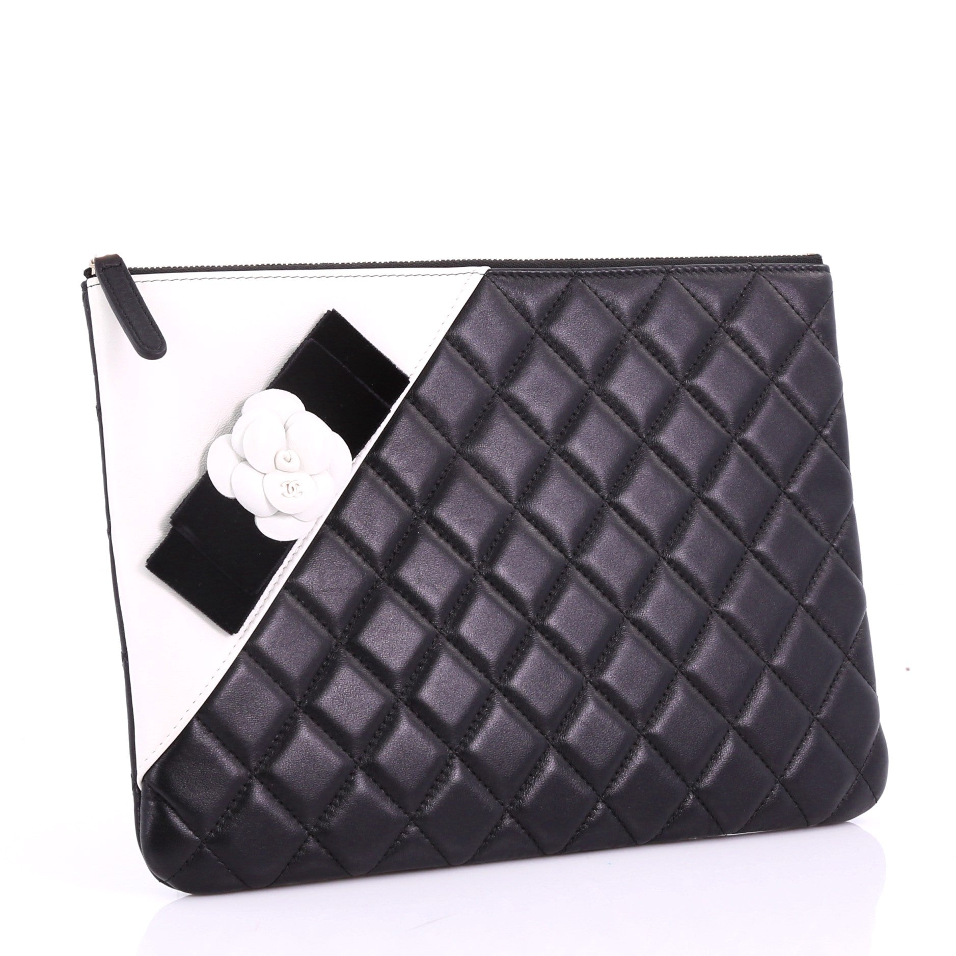 Camellia O Case Clutch Quilted Lambskin Medium