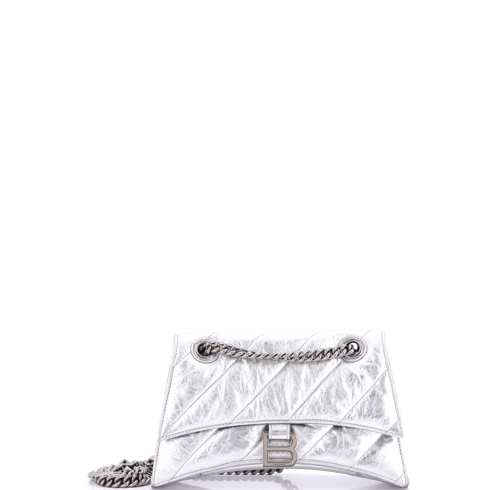 Crush Chain Flap Bag Quilted Crushed Calfskin Small