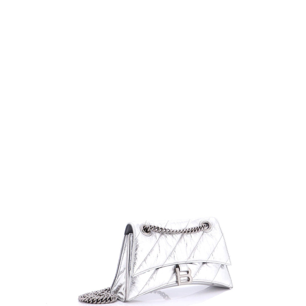 Crush Chain Flap Bag Quilted Crushed Calfskin Small