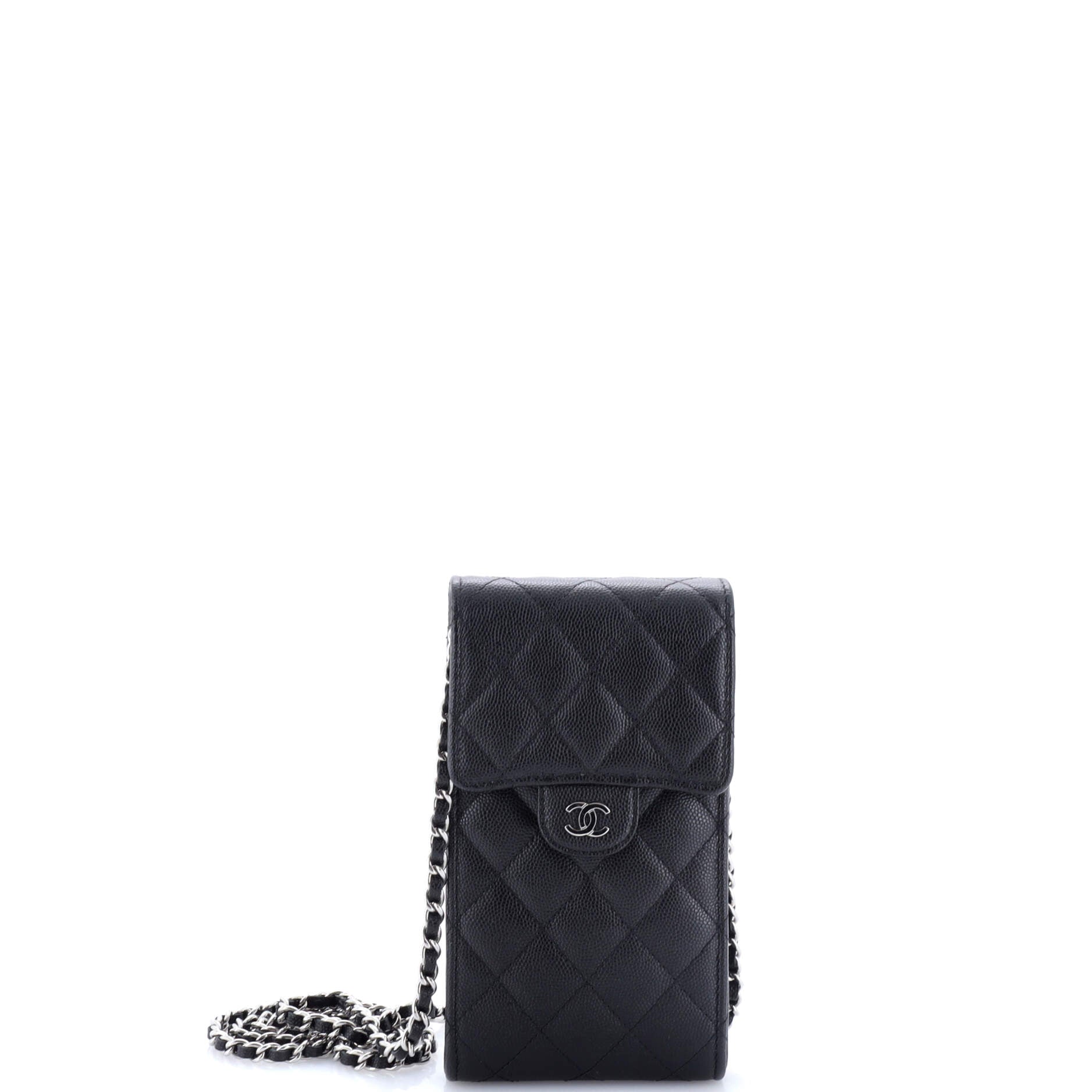 CC Flap Phone Holder Crossbody Bag Quilted Caviar