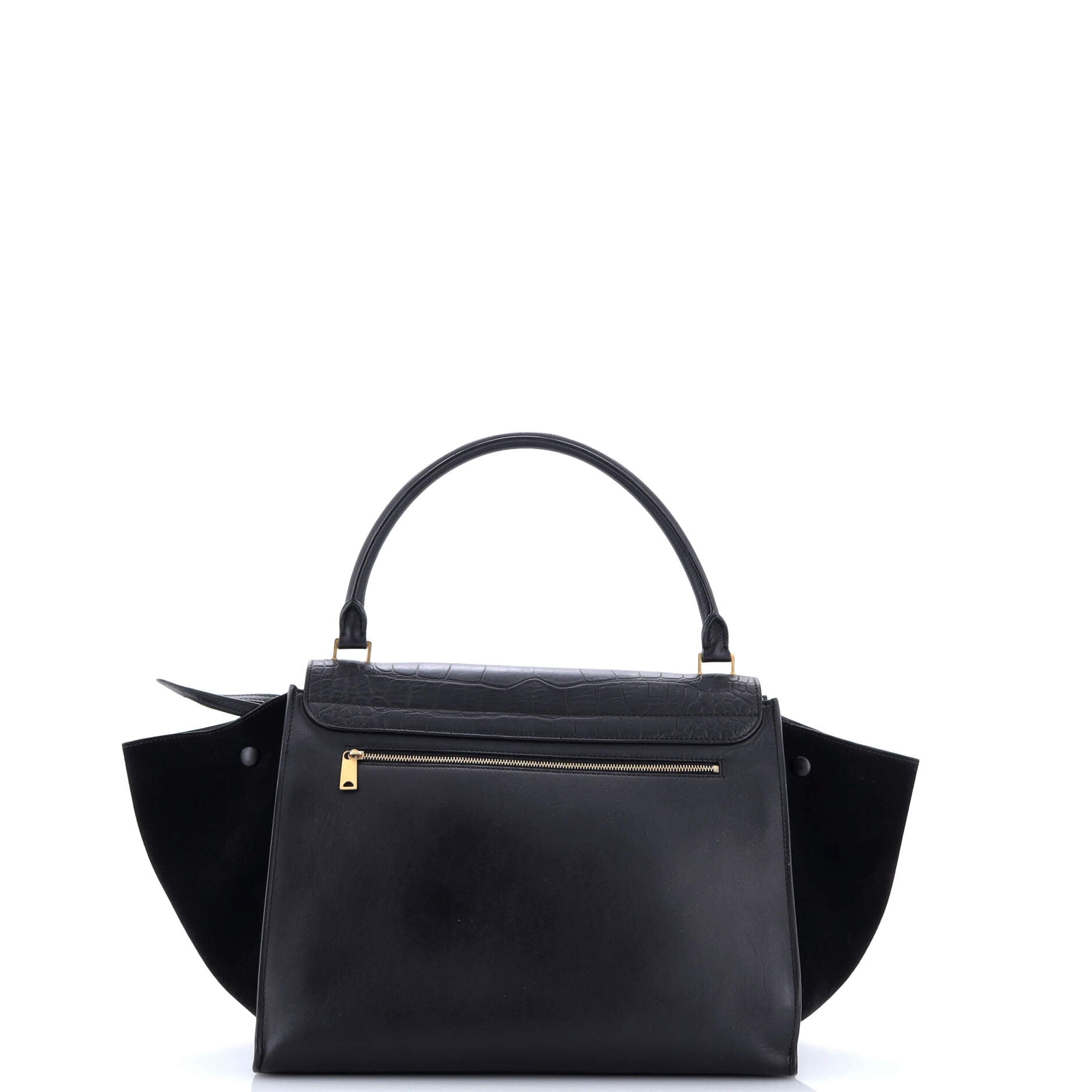 Trapeze Bag Crocodile Embossed Leather Large