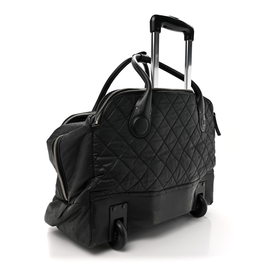 Nylon Quilted Duffle Trolley Black