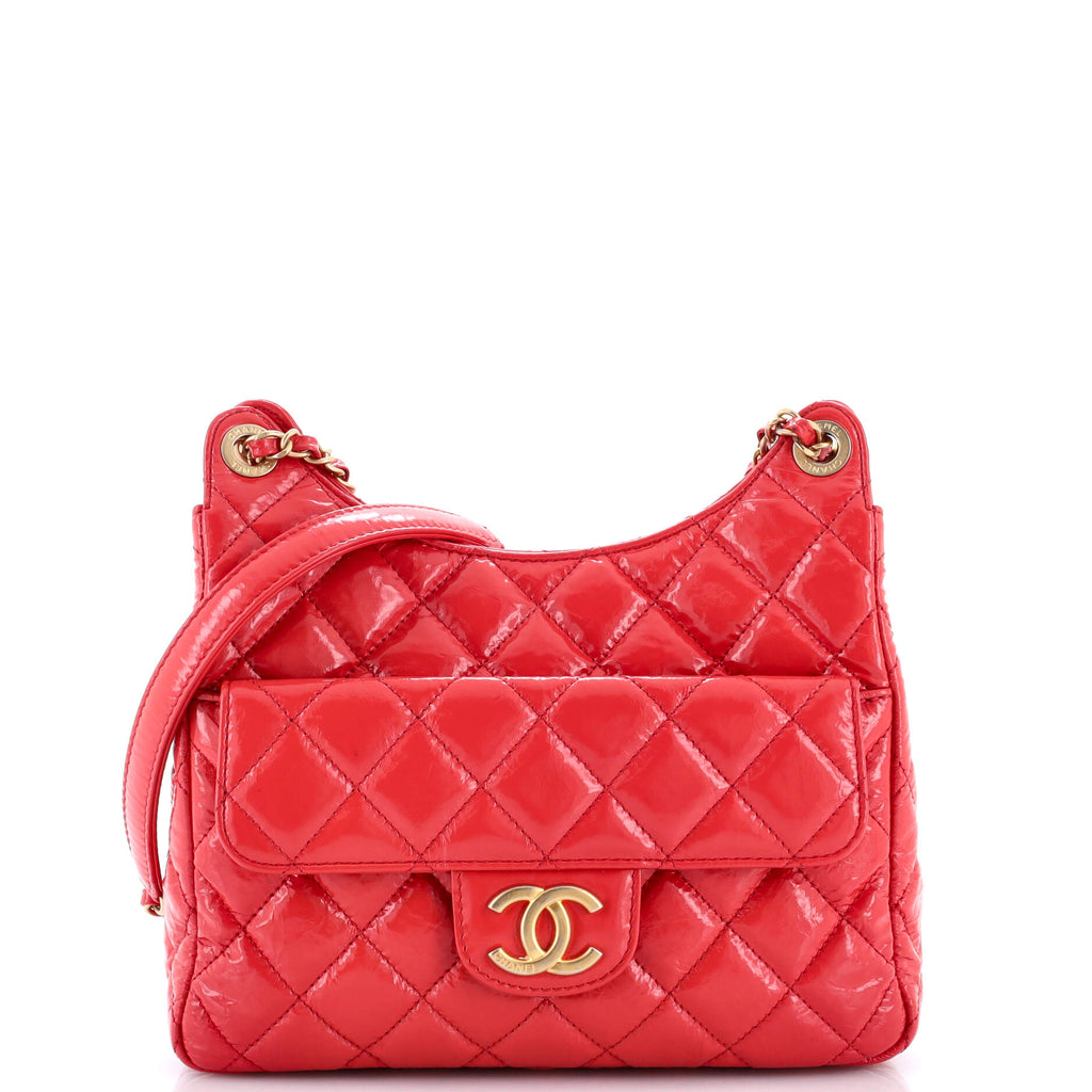 Wavy CC Hobo Quilted Crumpled Calfskin Medium