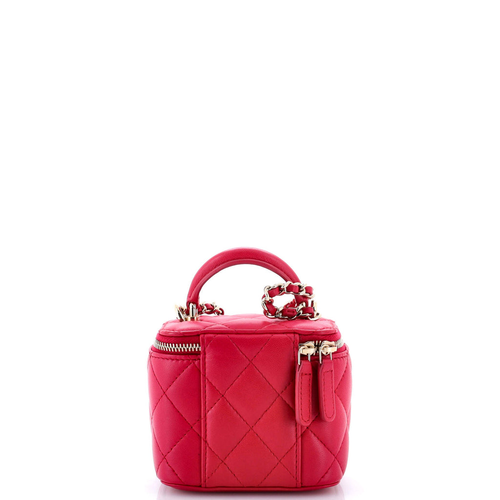 Classic Top Handle Vanity Case with Chain Quilted Lambskin Mini