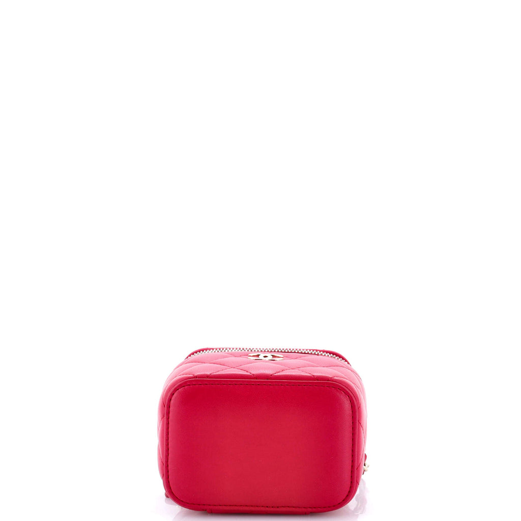 Classic Top Handle Vanity Case with Chain Quilted Lambskin Mini