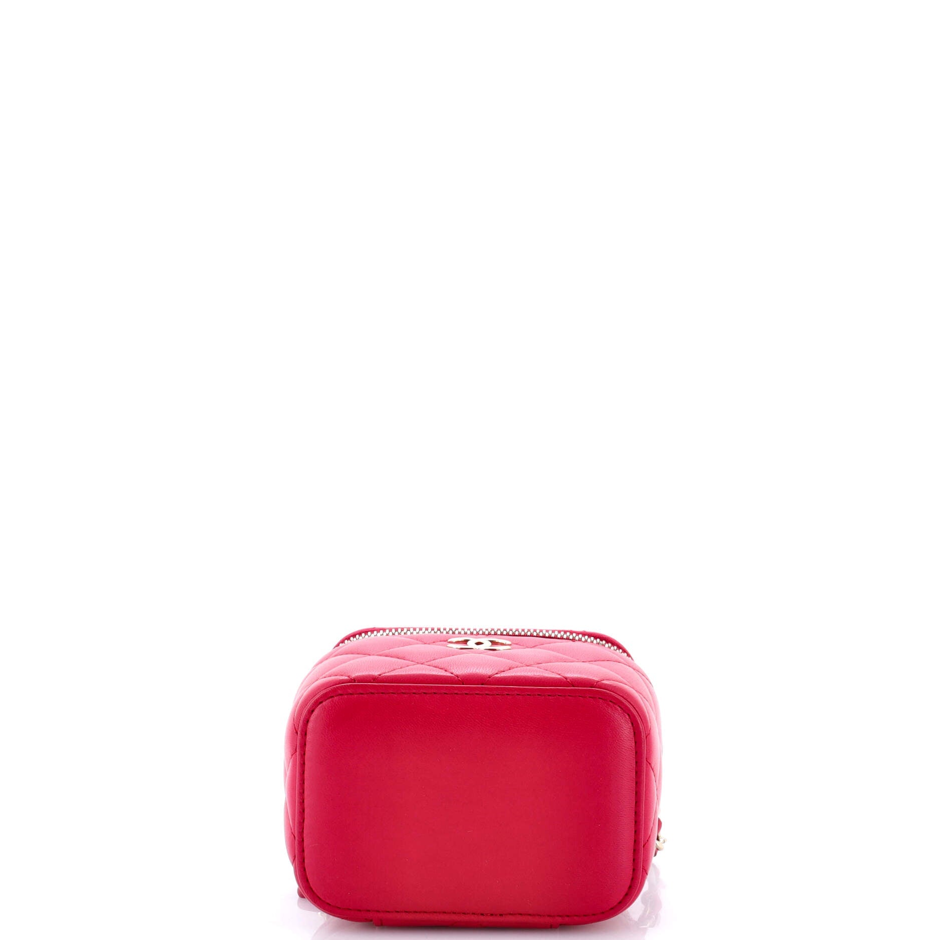Classic Top Handle Vanity Case with Chain Quilted Lambskin Mini