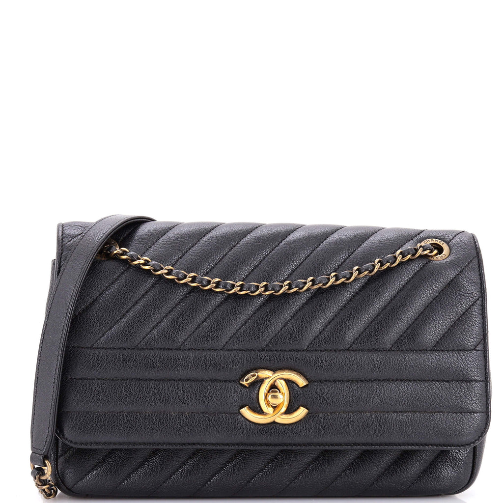 CC Flap Bag Diagonal Quilted Goatskin Medium