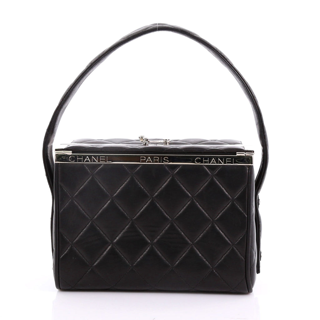Vintage Metal Box Bag Quilted Lambskin Mini