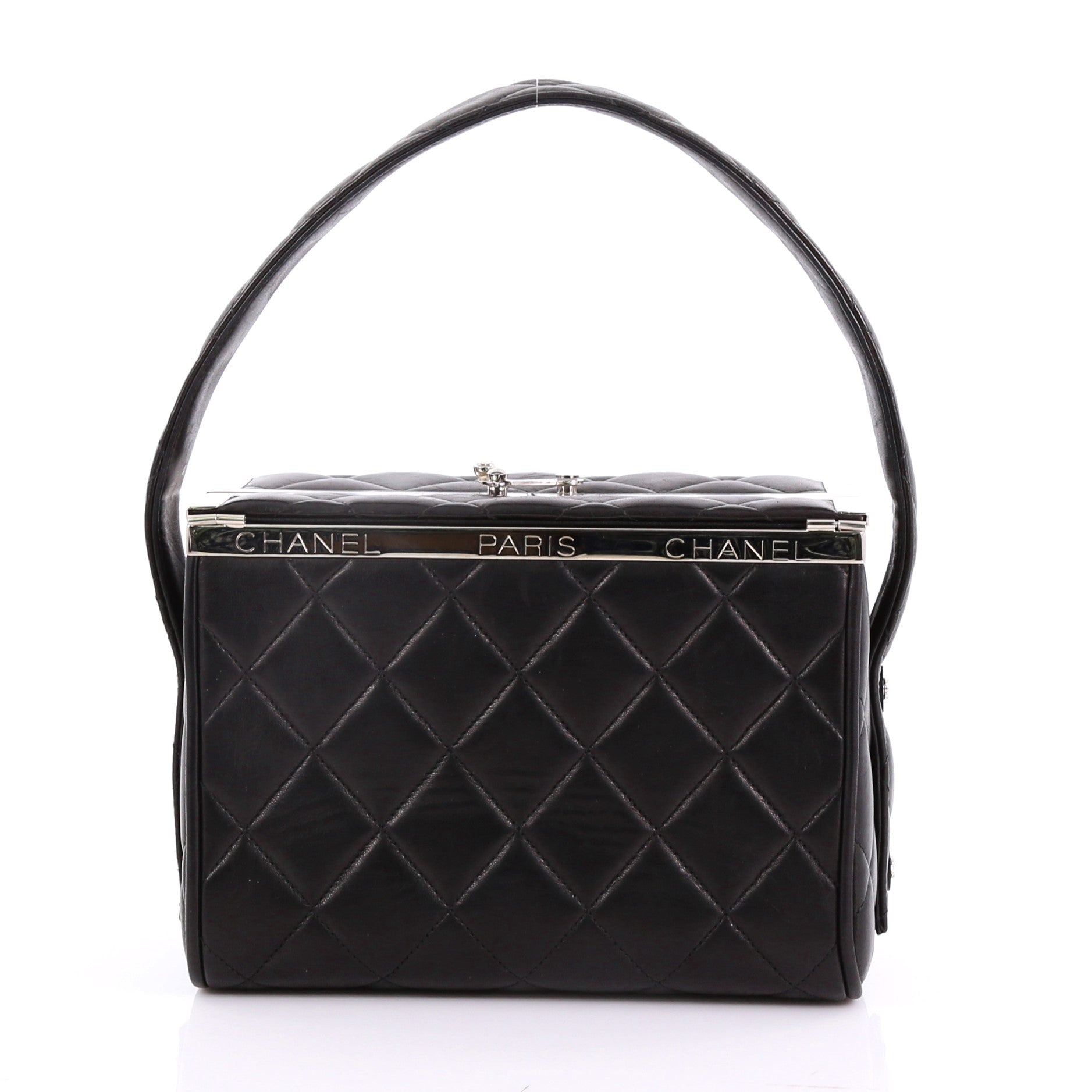 Vintage Metal Box Bag Quilted Lambskin Mini