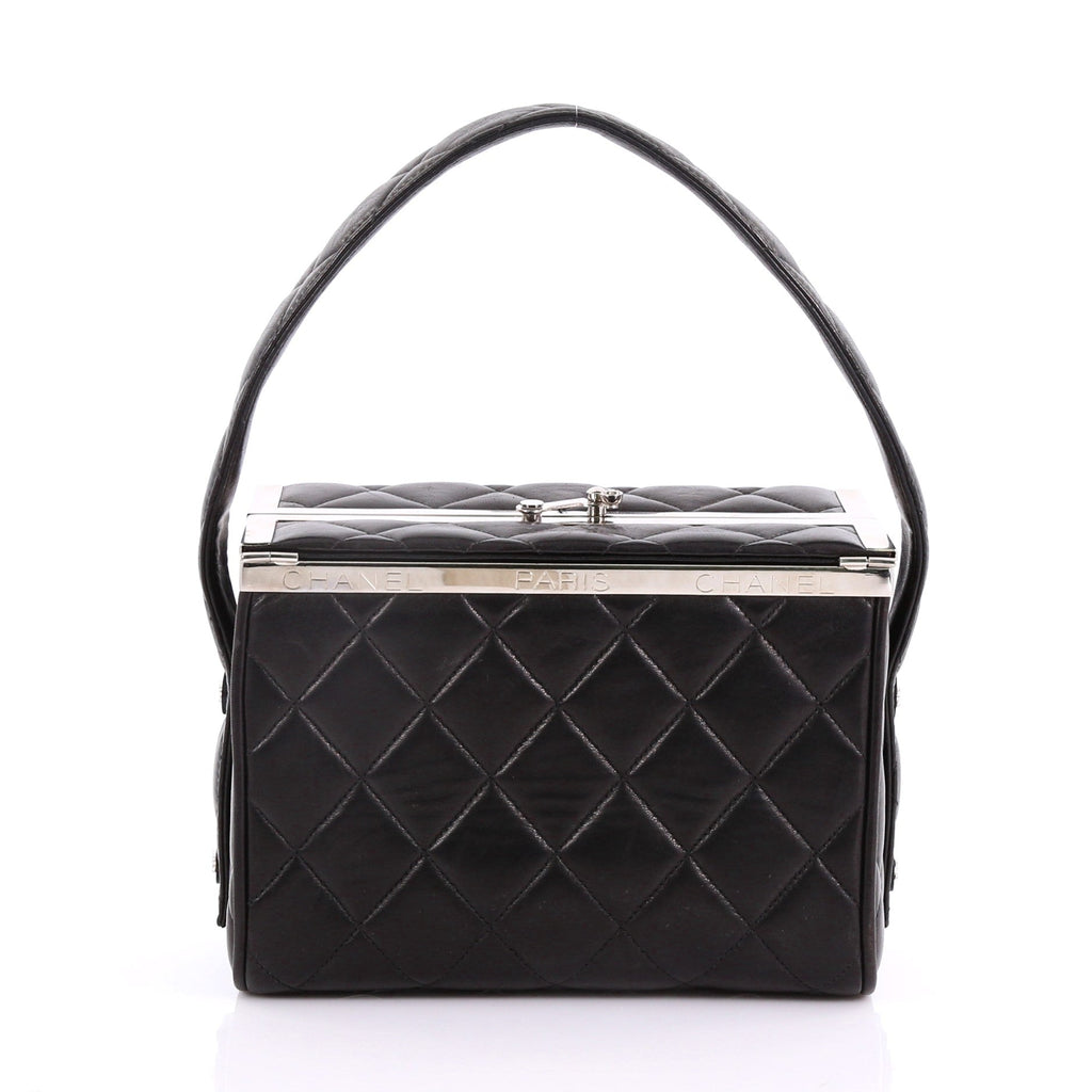 Vintage Metal Box Bag Quilted Lambskin Mini