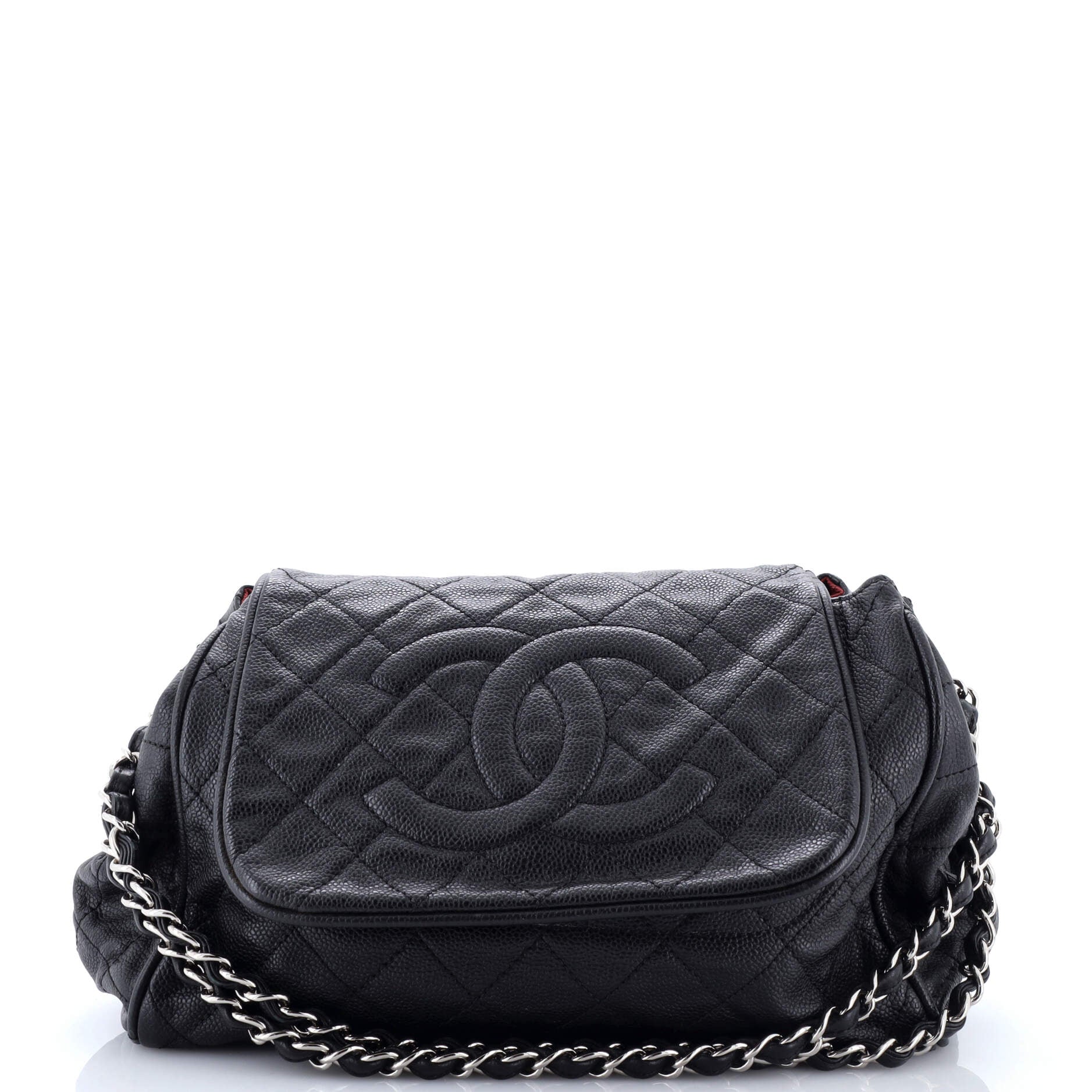 Timeless Accordion Flap Bag Quilted Caviar