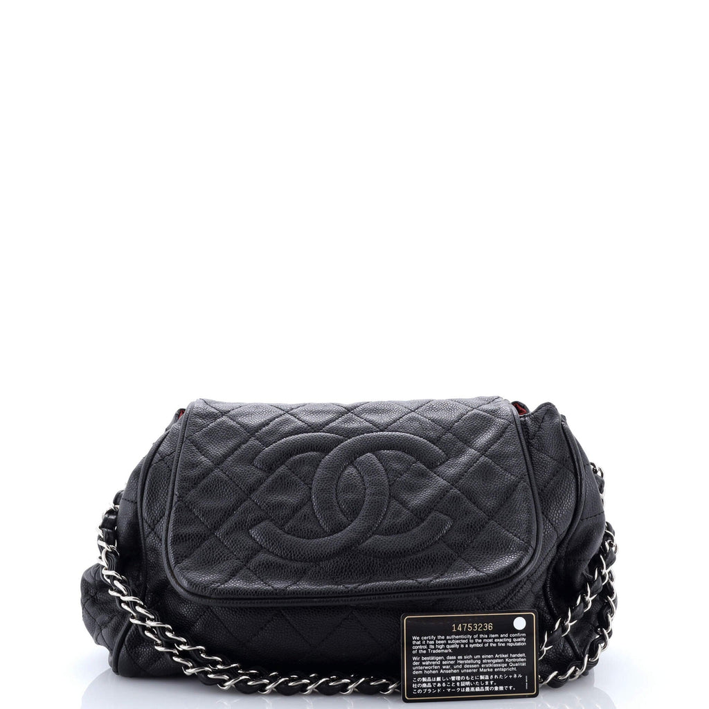 Timeless Accordion Flap Bag Quilted Caviar