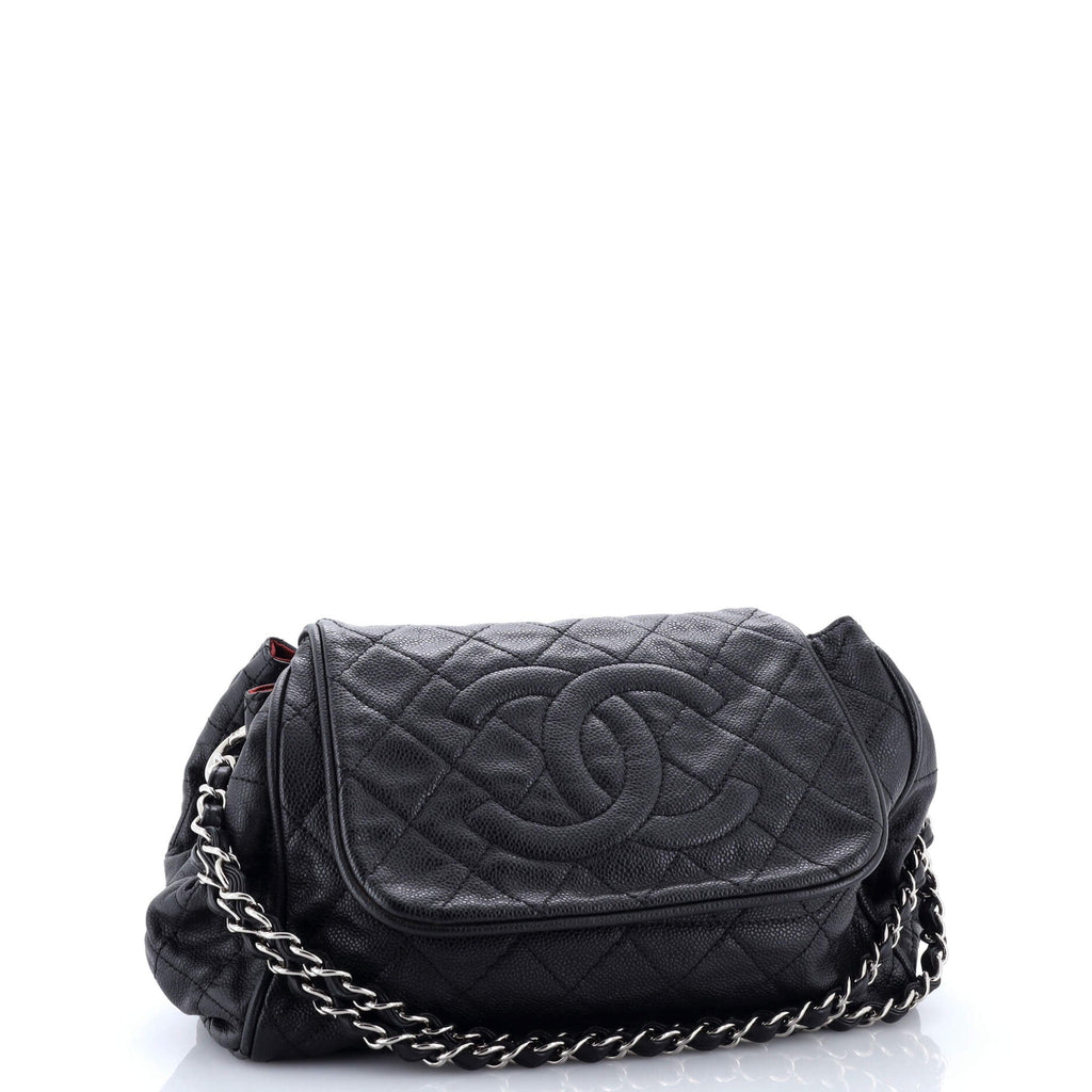 Timeless Accordion Flap Bag Quilted Caviar