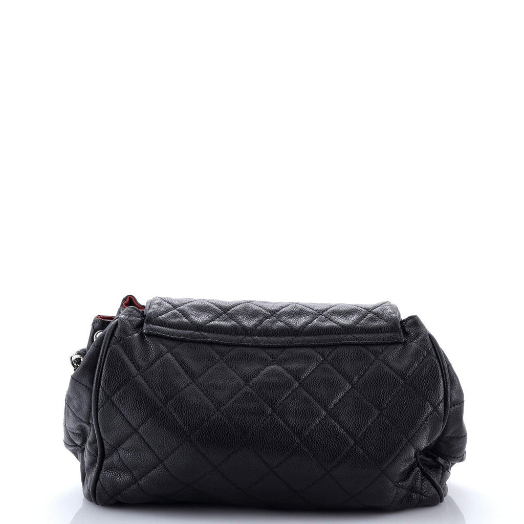 Timeless Accordion Flap Bag Quilted Caviar