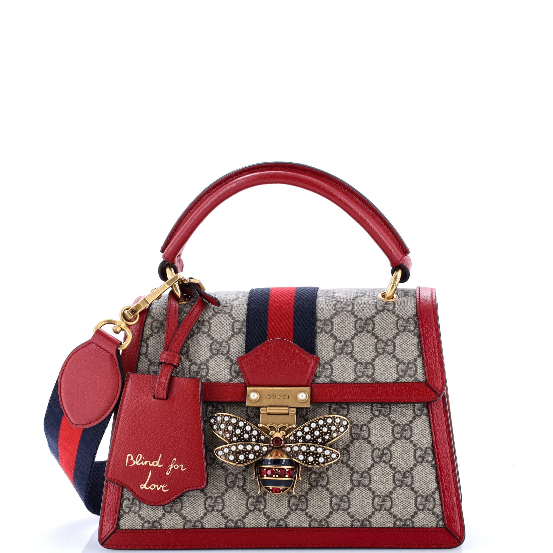 Queen Margaret Top Handle Bag GG Coated Canvas with Leather Small