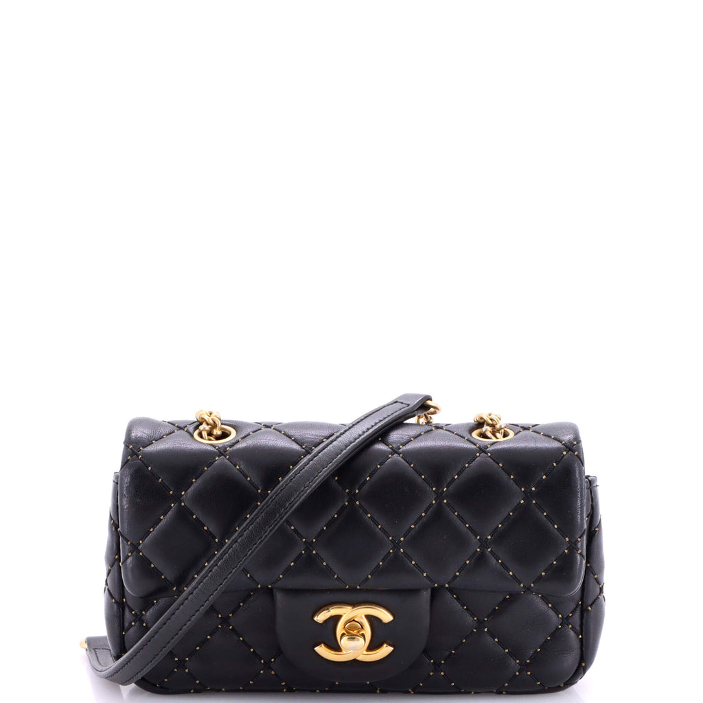 Classic Single Flap Bag Studded Quilted Lambskin Extra Mini