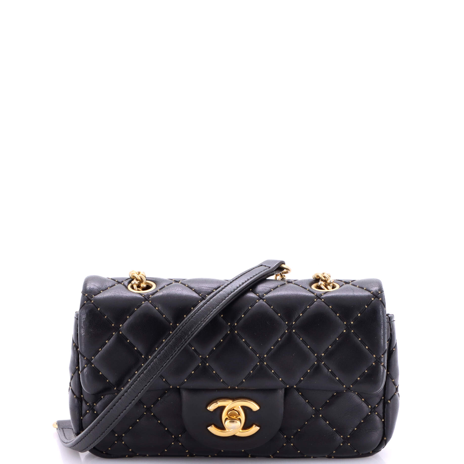 Classic Single Flap Bag Studded Quilted Lambskin Extra Mini
