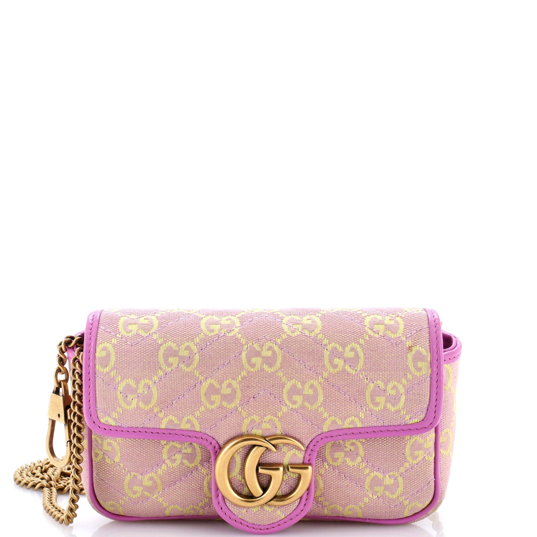 GG Marmont Flap Bag Diagonal Quilted GG Canvas Super Mini