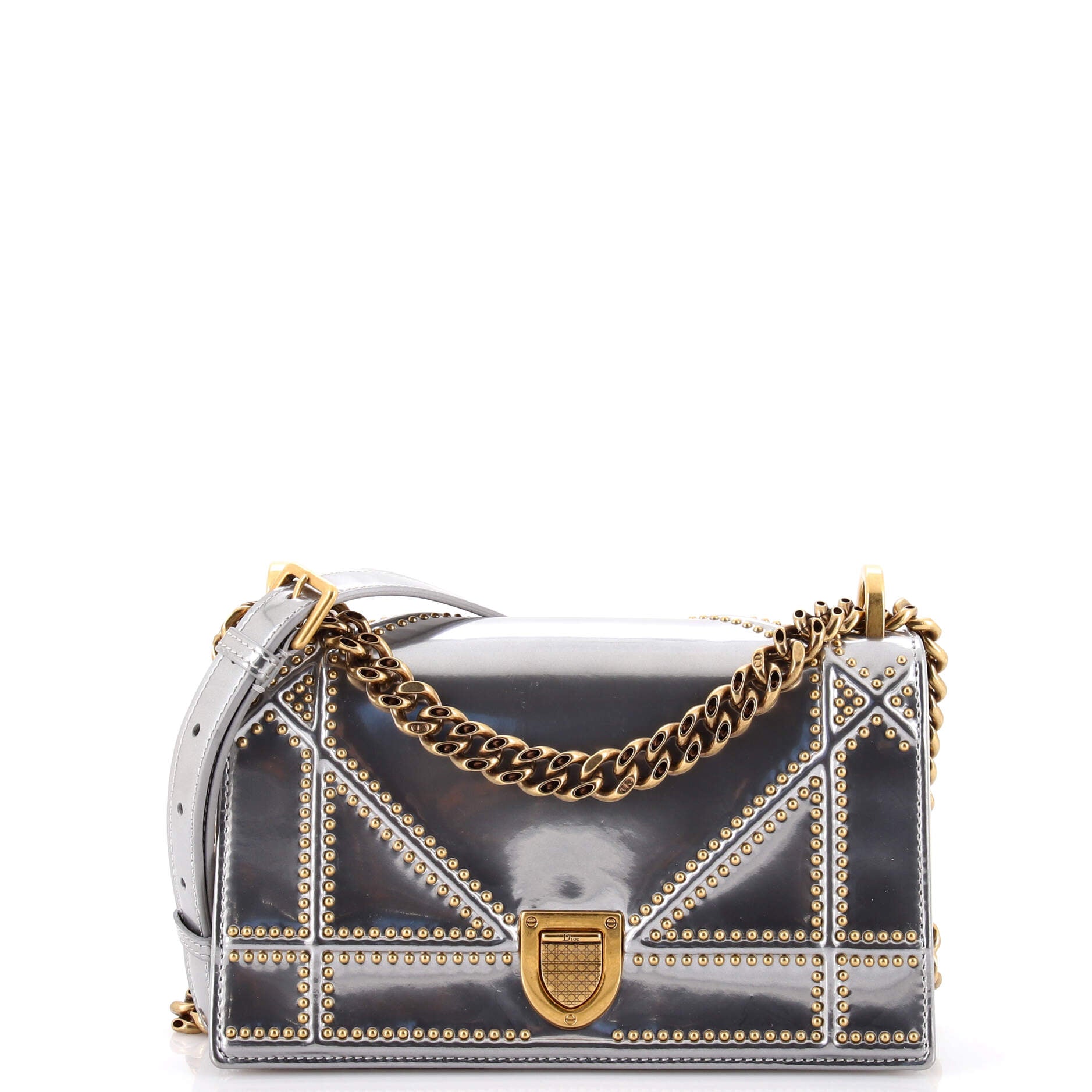 Diorama Flap Bag Studded Patent Small