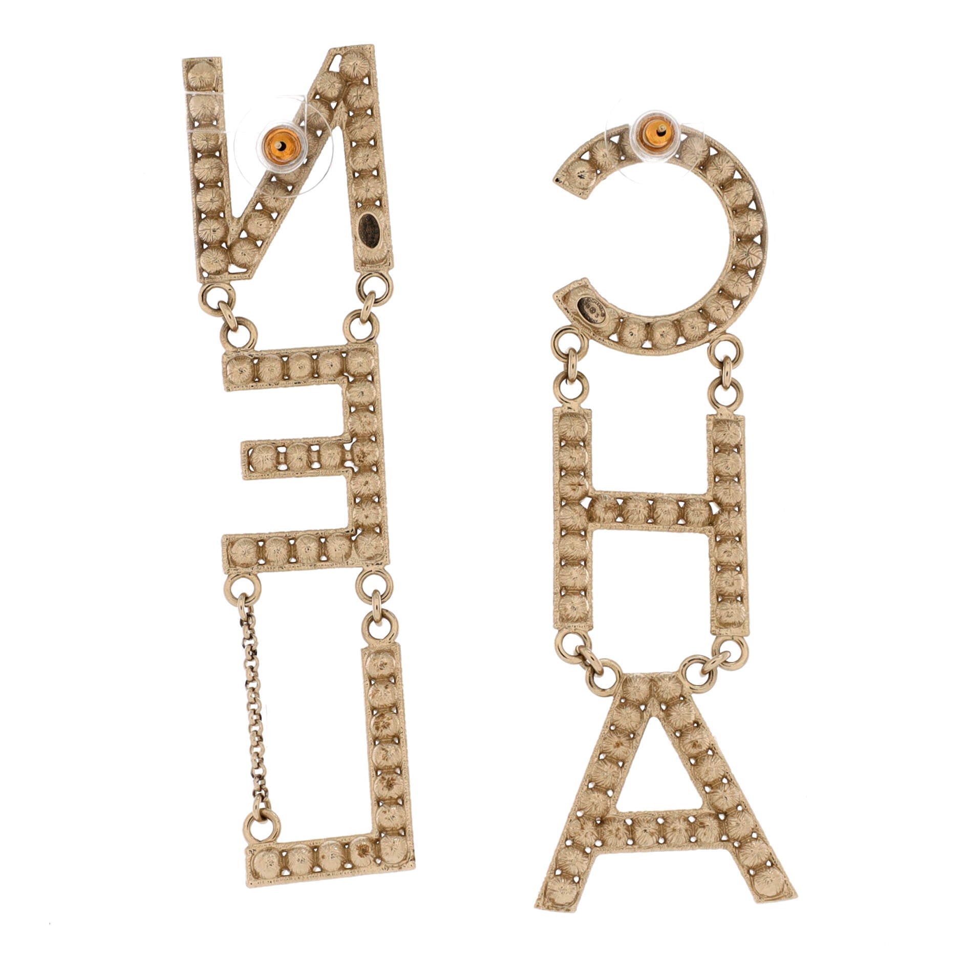 CHA-NEL Drop Earrings Metal with Crystals