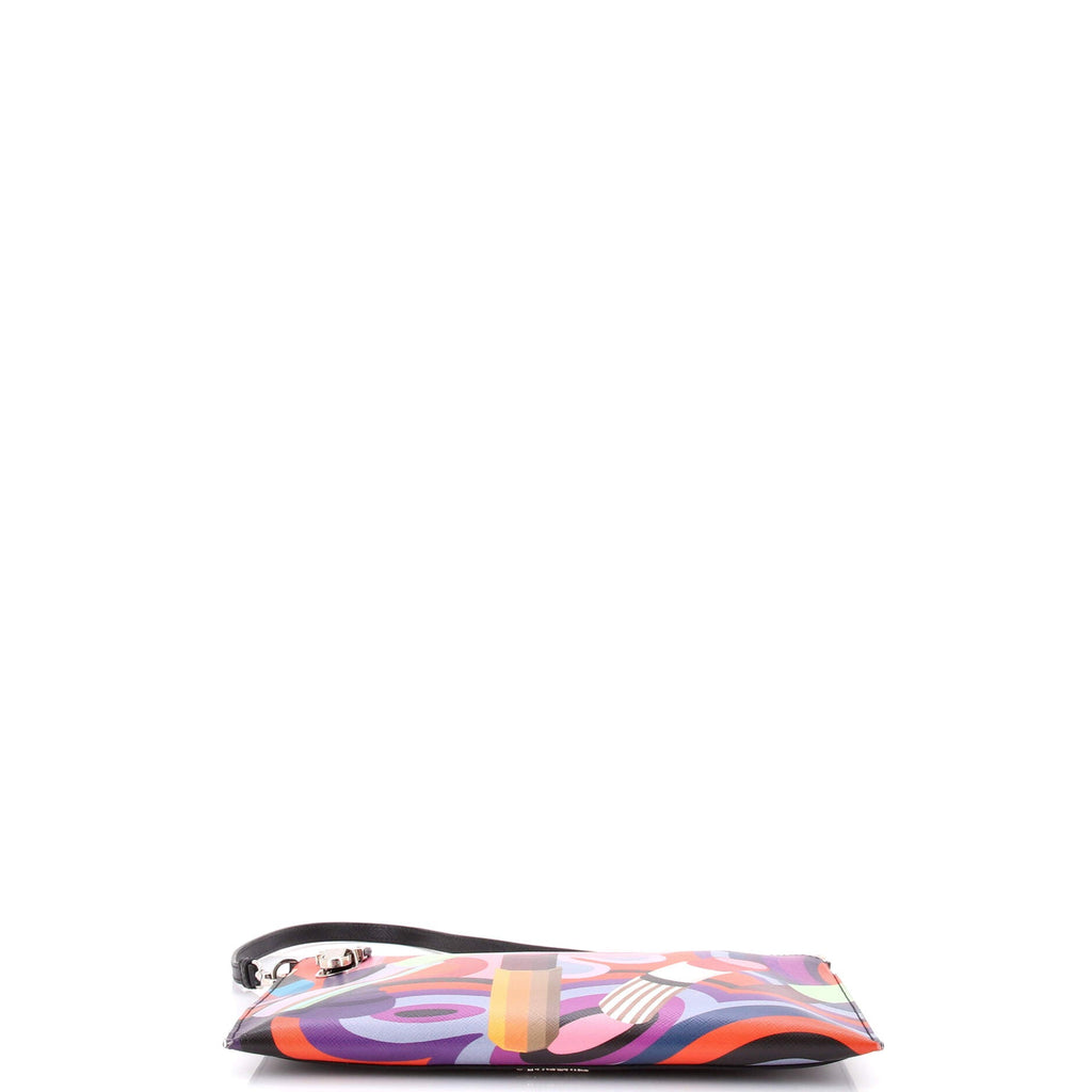 Push Lock Zip Pochette Printed Saffiano