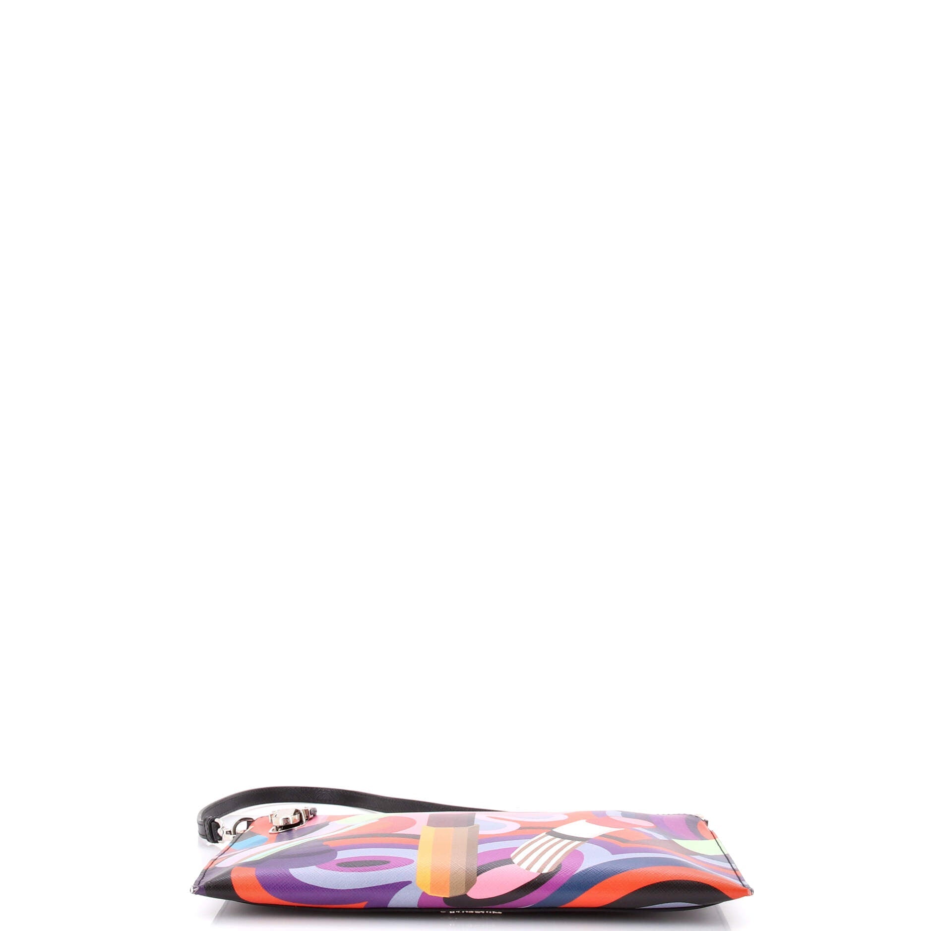 Push Lock Zip Pochette Printed Saffiano
