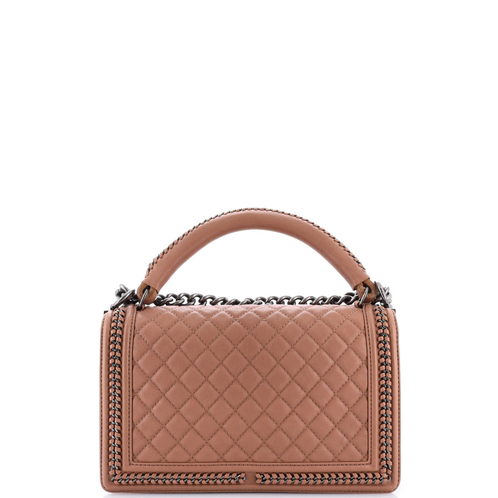 Chain Handle Boy Flap Bag Quilted Calfskin New Medium