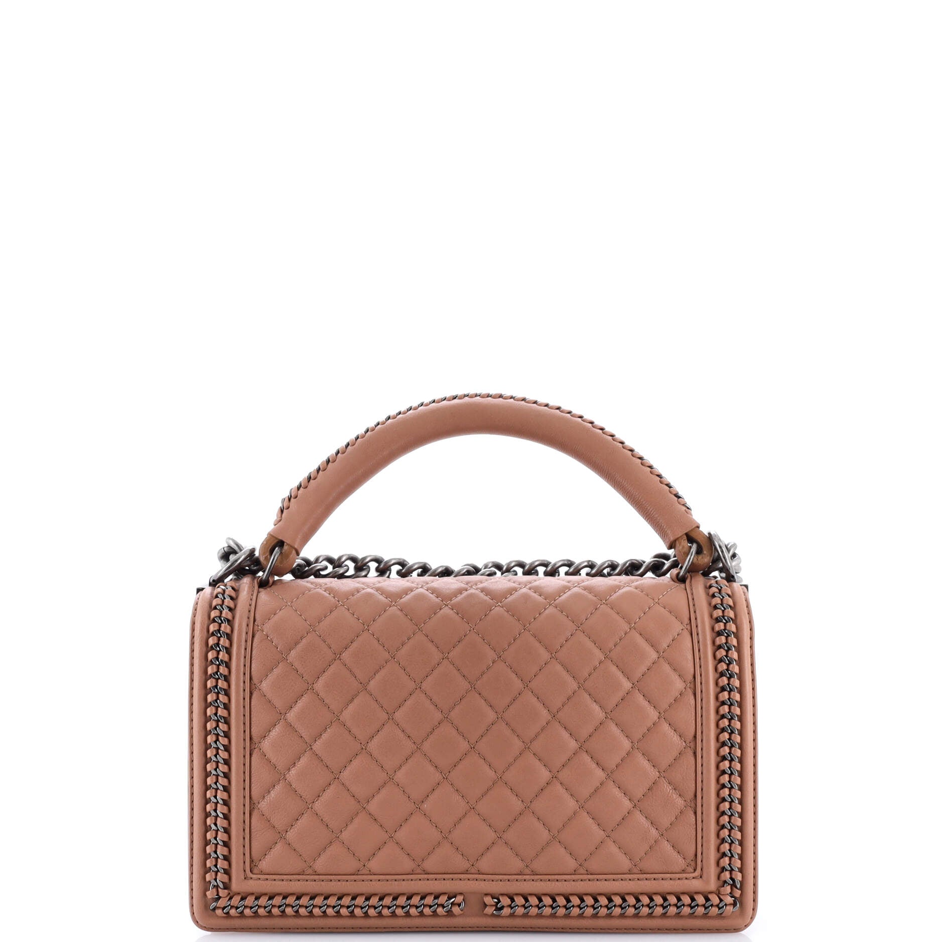 Chain Handle Boy Flap Bag Quilted Calfskin New Medium