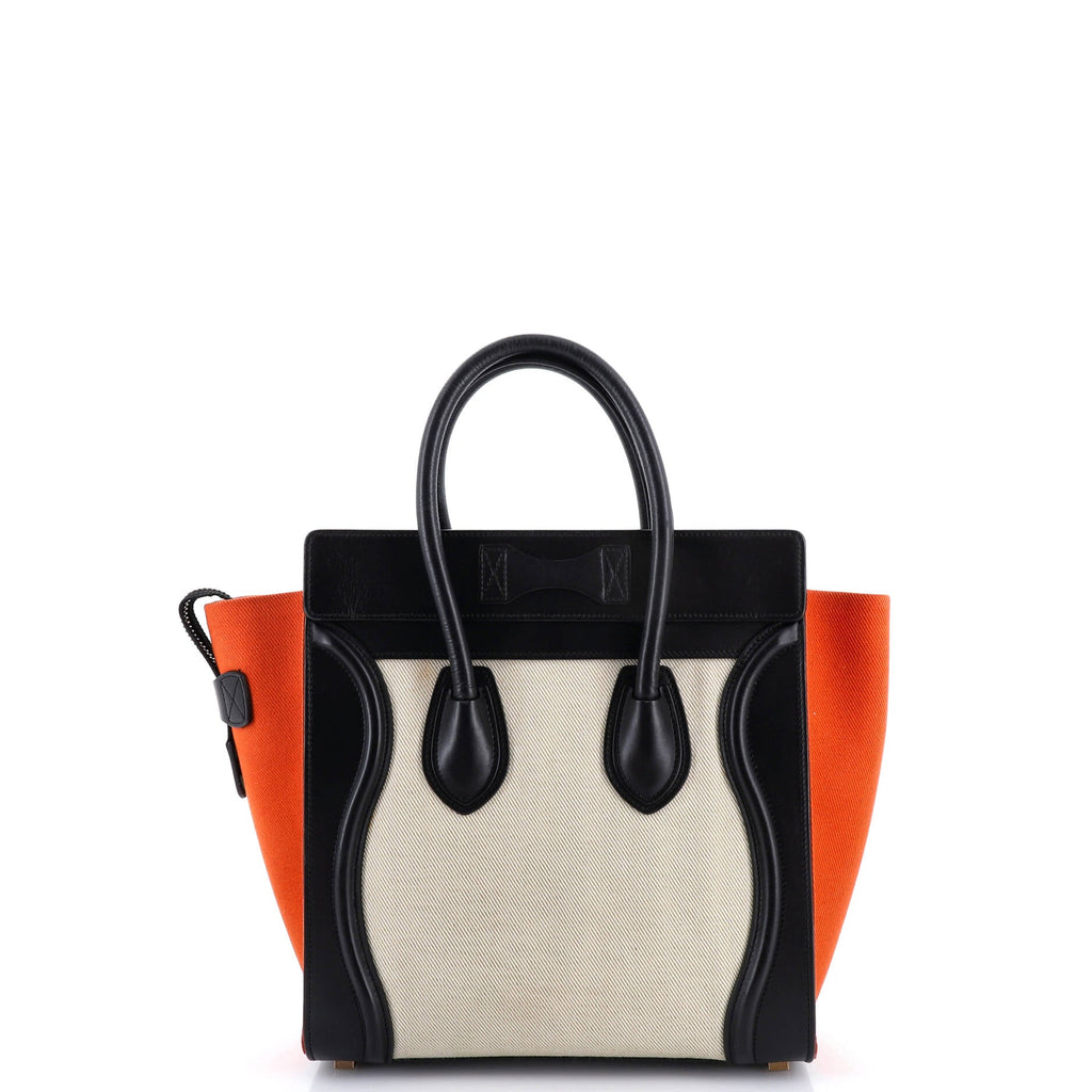 Tricolor Luggage Bag Canvas and Leather Micro