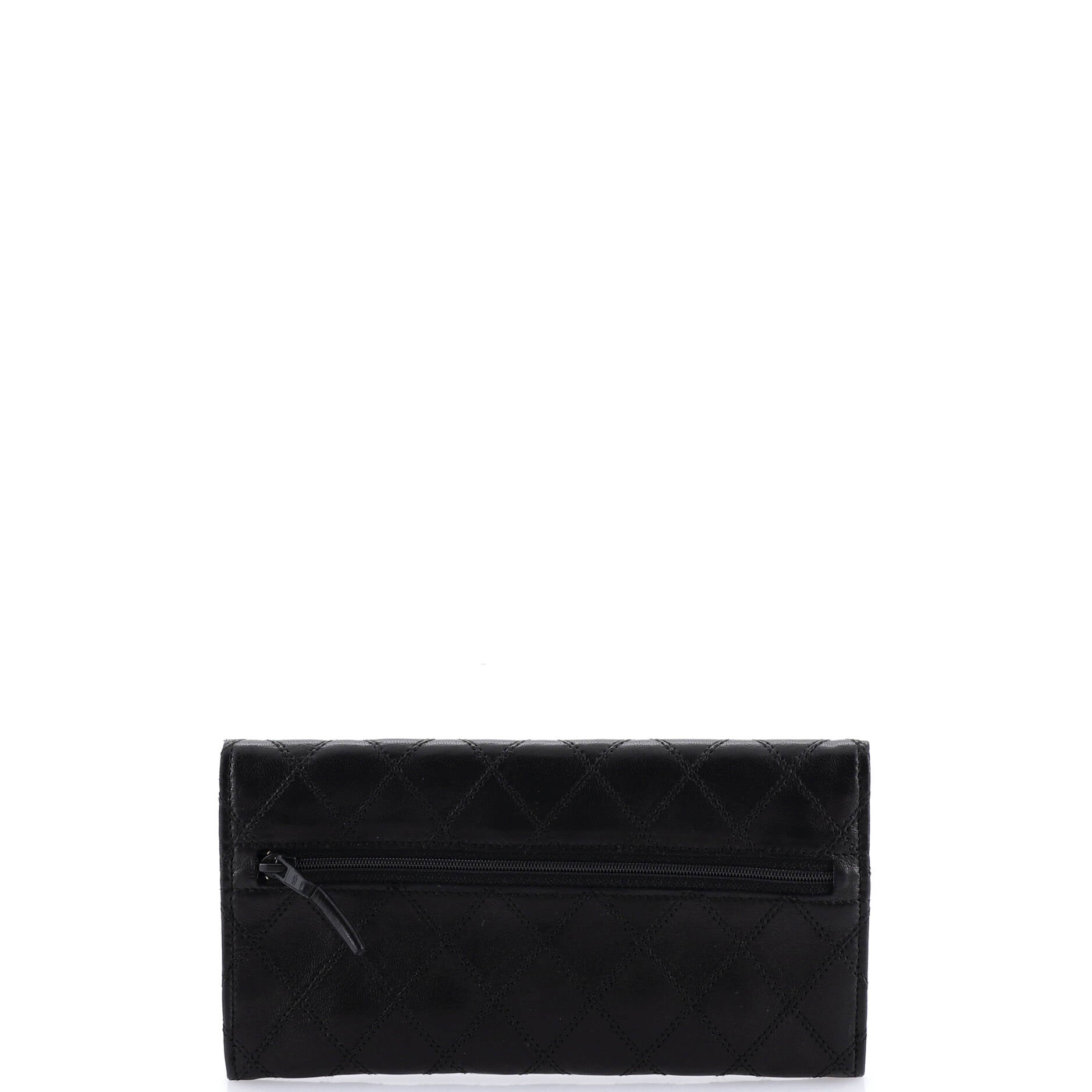 CC Envelope Flap Wallet Stitched Lambskin Long