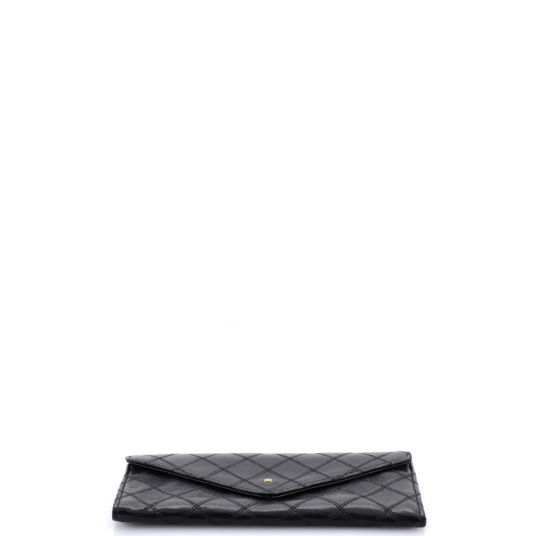 CC Envelope Flap Wallet Stitched Lambskin Long