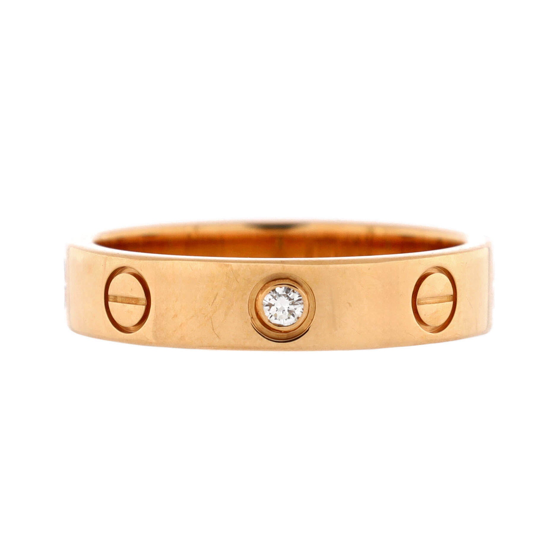 Love Wedding Band 1 Diamond Ring 18K Rose Gold with Diamond