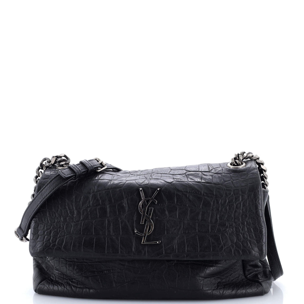 West Hollywood Shoulder Bag Crocodile Embossed Leather Medium