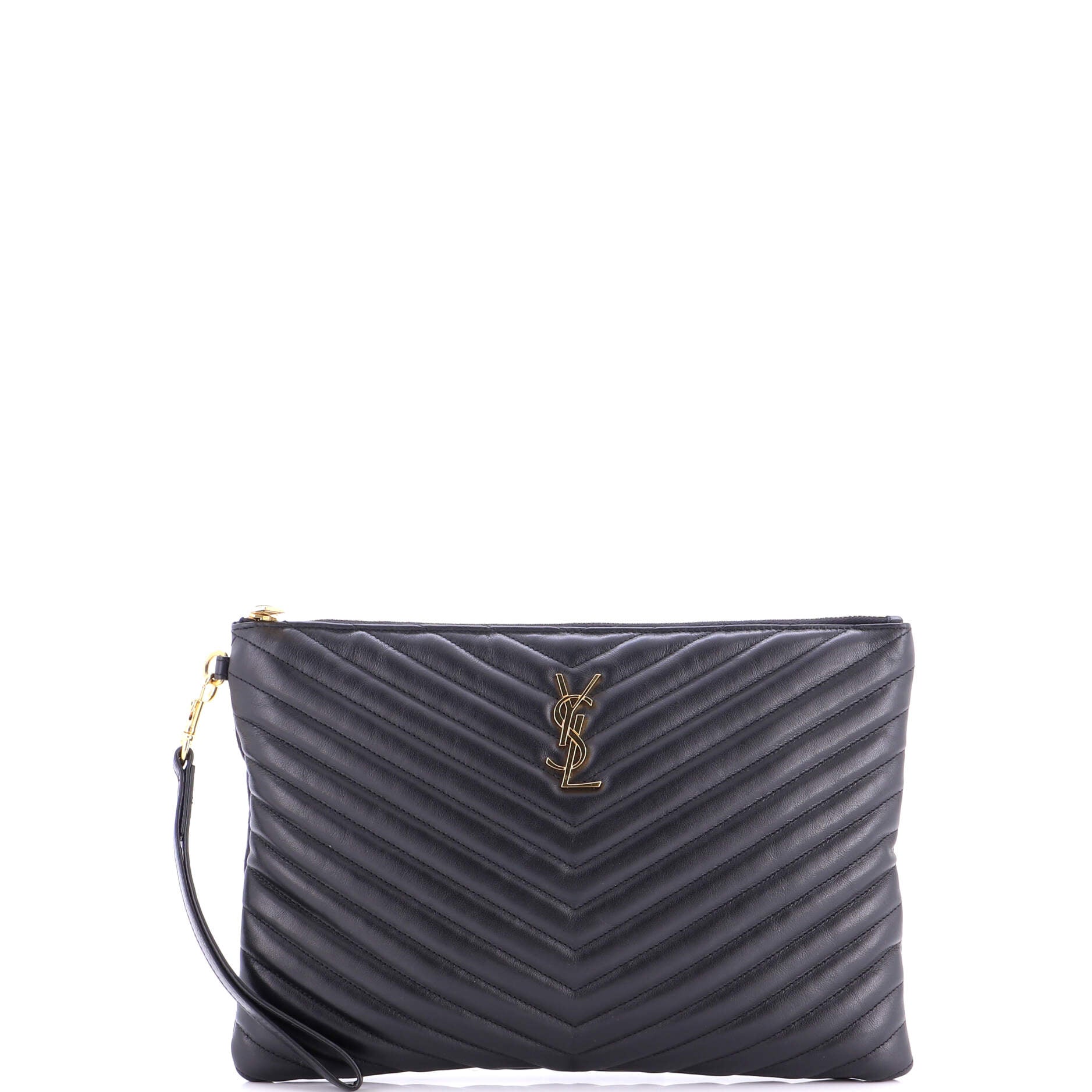 Classic Monogram Wristlet Pouch Matelasse Chevron Leather Medium