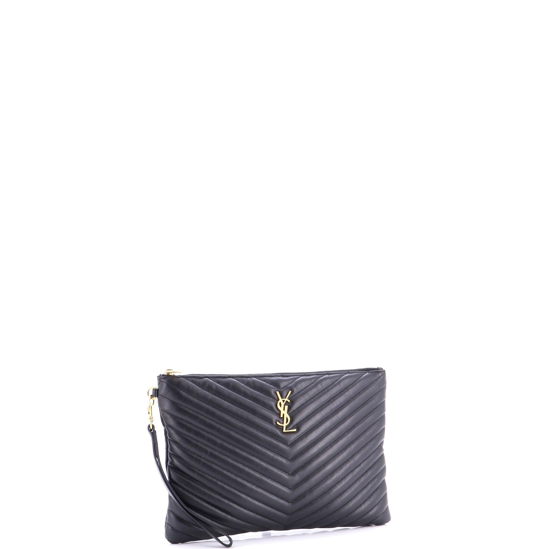 Classic Monogram Wristlet Pouch Matelasse Chevron Leather Medium