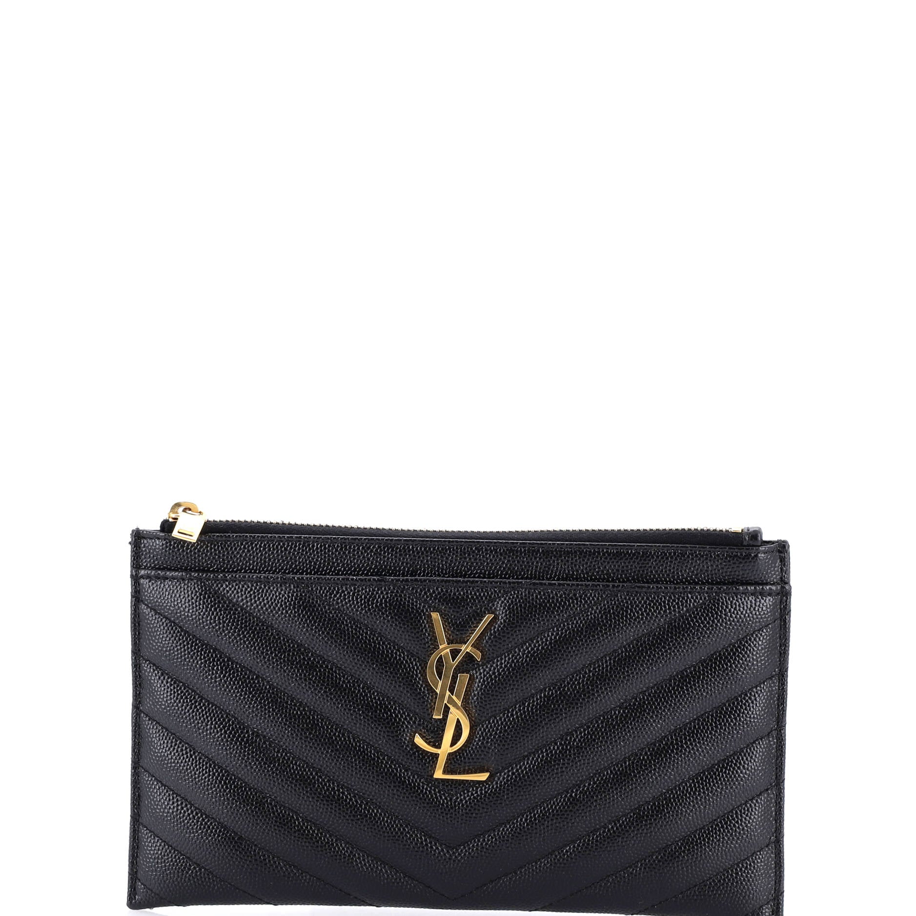 Classic Monogram Zip Bill Pouch Matelasse Chevron Leather Medium