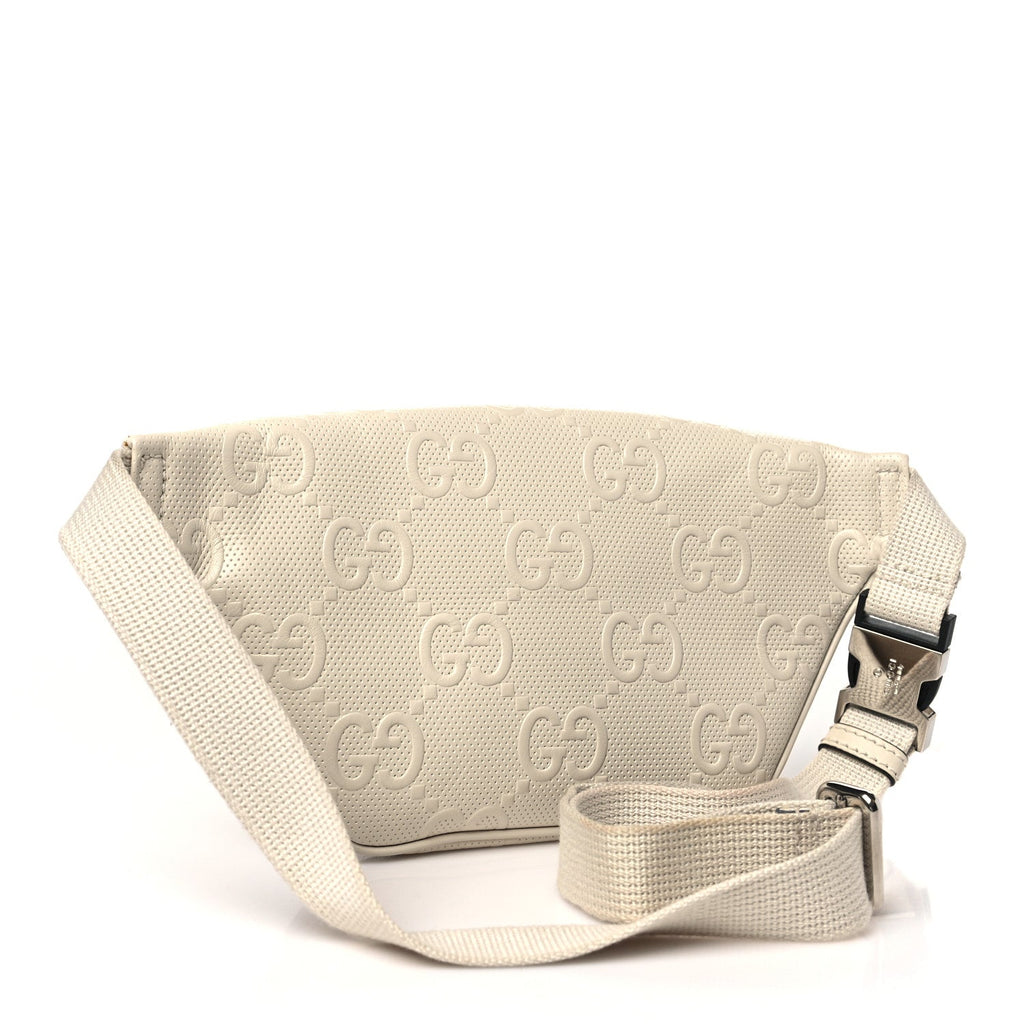 Calfskin GG Tennis Embossed Belt Bag Mystic White